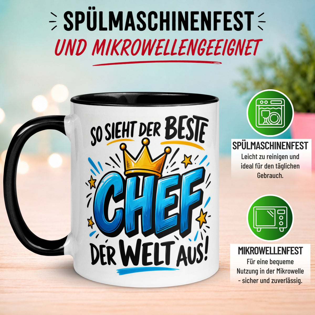 Tasse Chef – „So sieht der beste Chef der Welt aus“ – Geschenk Kaffeetasse Bester Chef