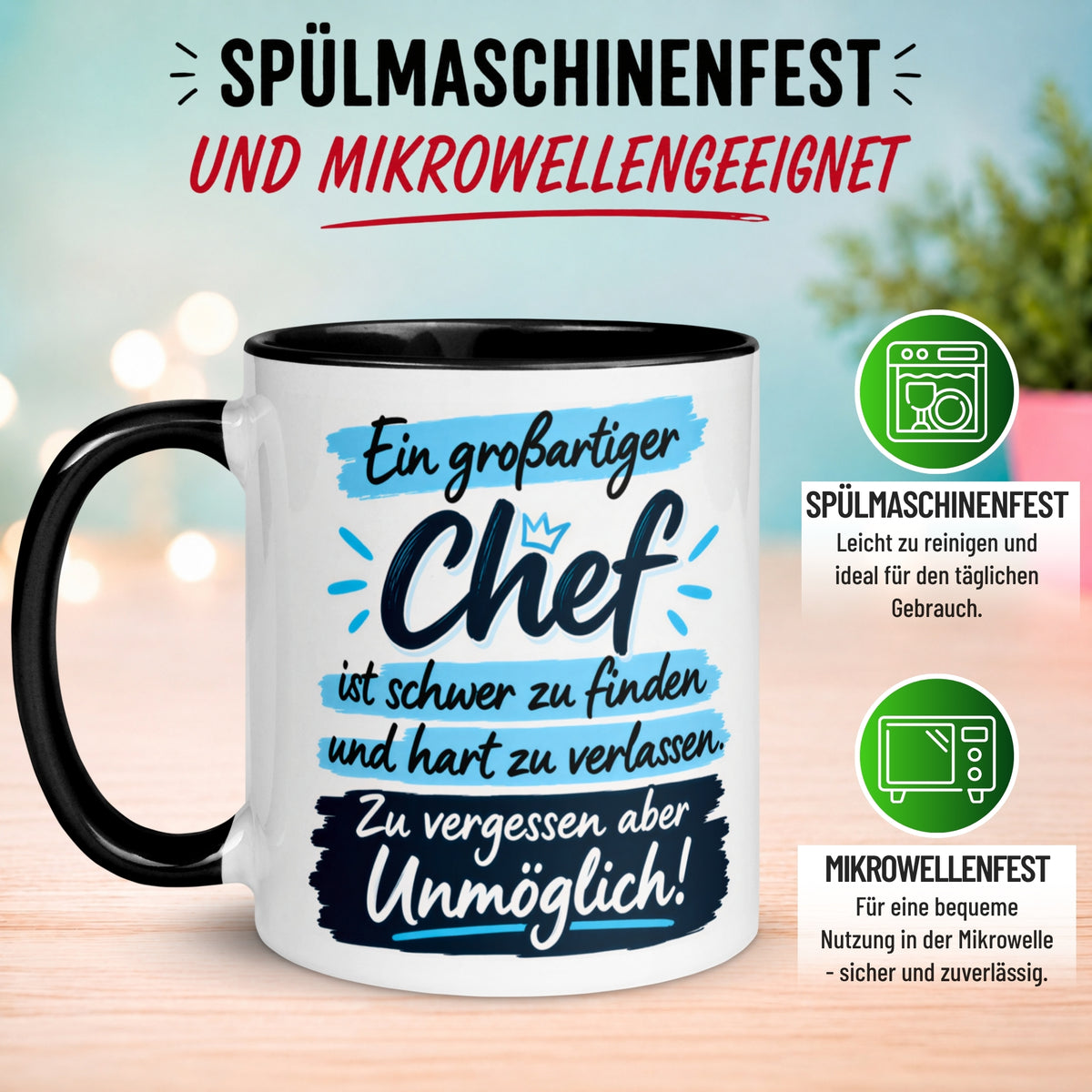 Tasse Chef – „Ein großartiger Chef ist schwer zu finden“ – Geschenk Bester Chef