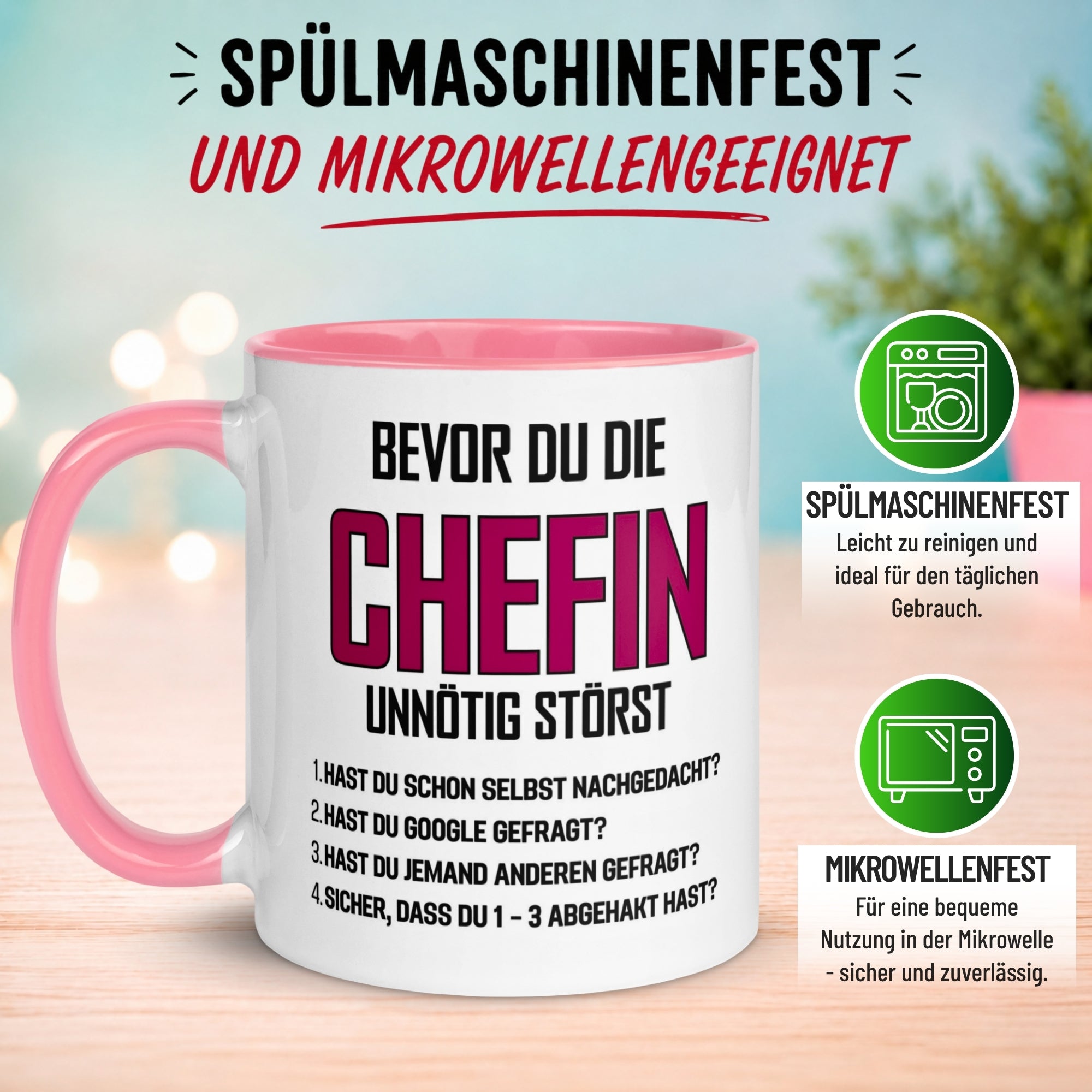Tasse Chefin – „Bevor du die Chefin unnötig störst“ – Geschenk Beste Chefin