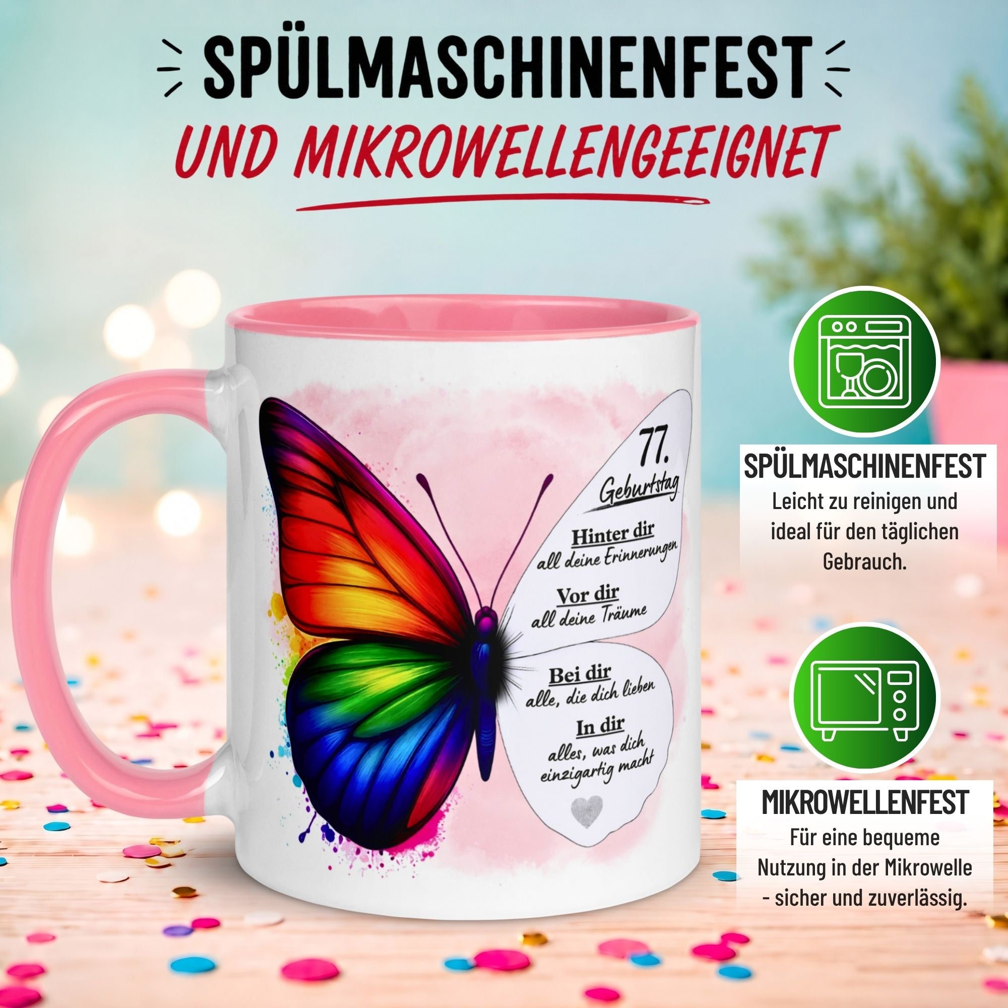 Tasse 77. Geburtstag Frau – „Weil du einzigartig bist“ – Geschenk zum Geburtstag Frauen