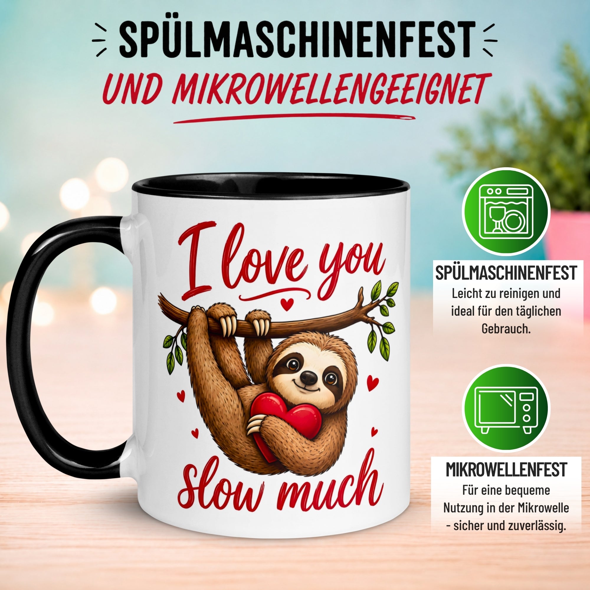 Tasse Faultier – „I Love You Slow Much“ – lustiges Ich liebe Dich Geschenk