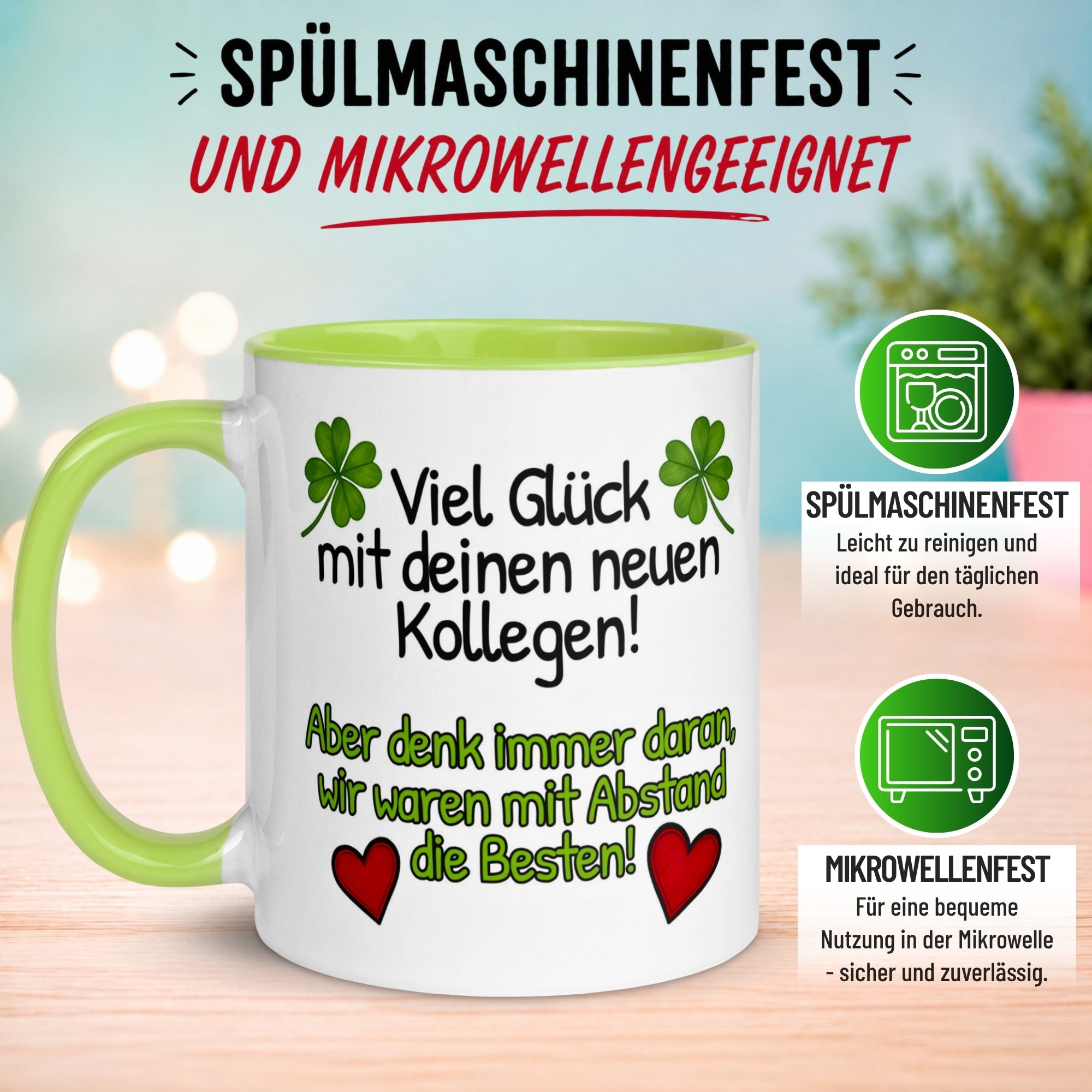 Tasse Abschied – „Viel Glück mit deinen neuen Kollegen“ – Abschiedsgeschenk Kollegin