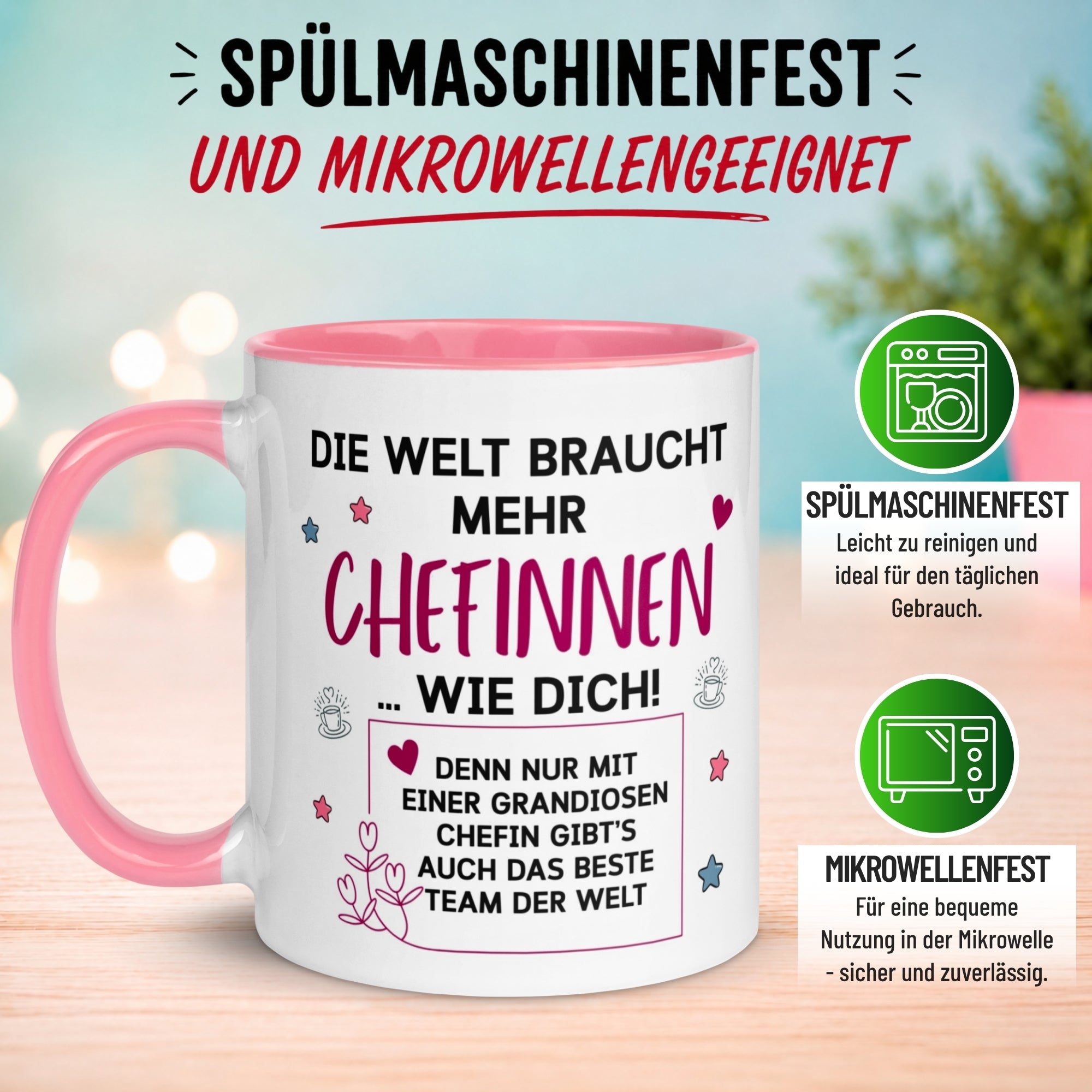Tasse Chefin – „Die Welt braucht mehr Chefinnen wie Dich“ – Teamleiterin Geschenk Becher