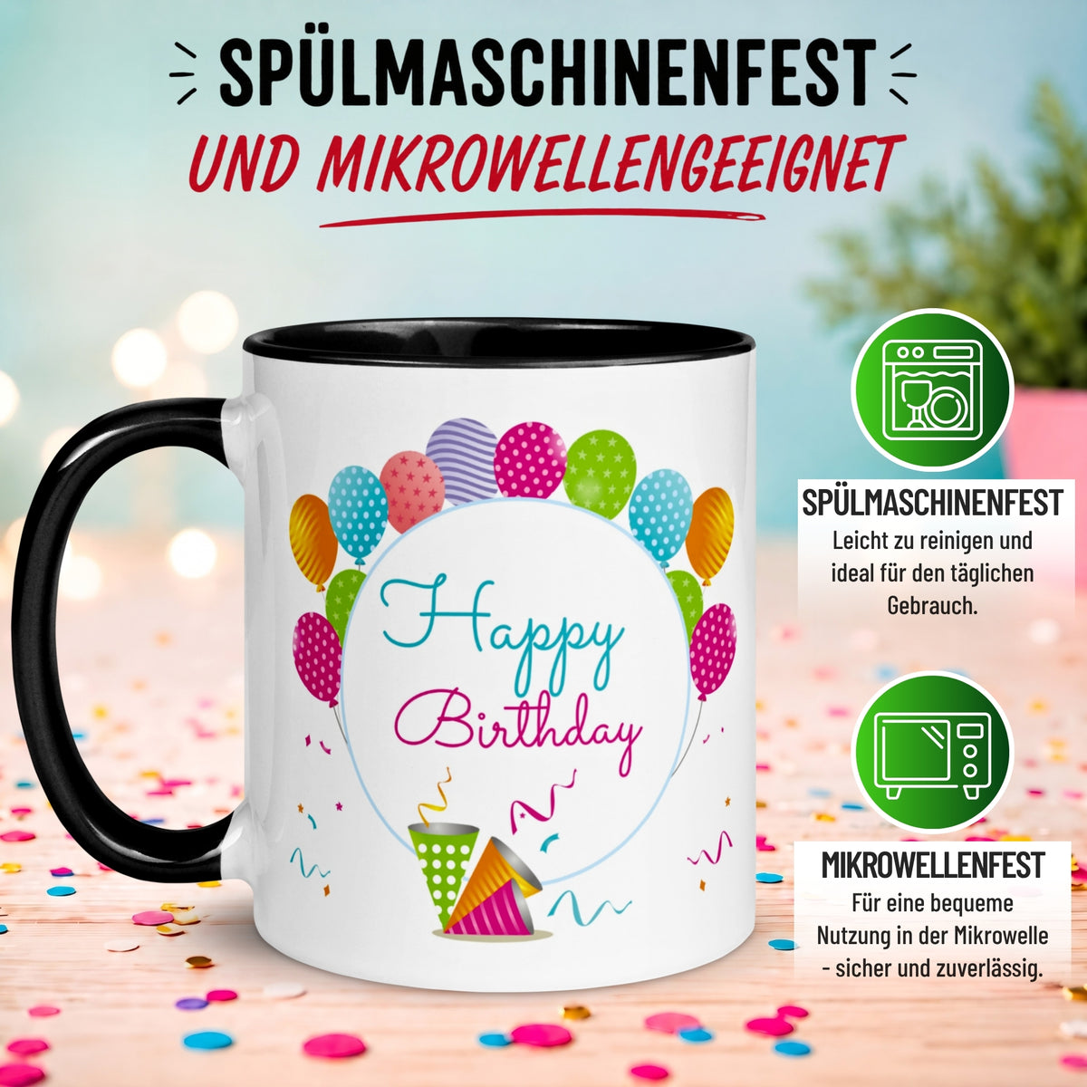 Tasse Geburtstag – „Happy Birthday - Ballon Party“ – Geburtstagstasse Mann Frau