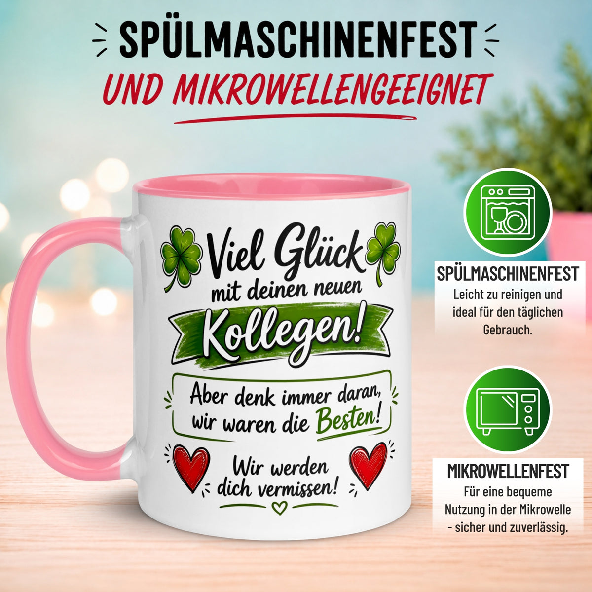 Tasse Abschied – „Viel Glück mit deinen neuen Kollegen“ – Abschiedsgeschenk Kollegin