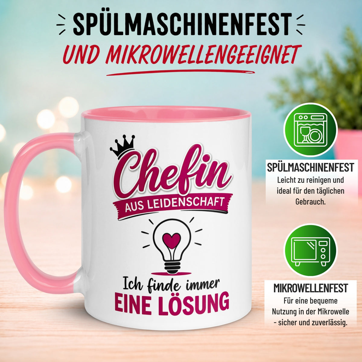 Tasse Chefin – „Ich finde immer eine Lösung“ – Teamleiterin Geschenk Becher