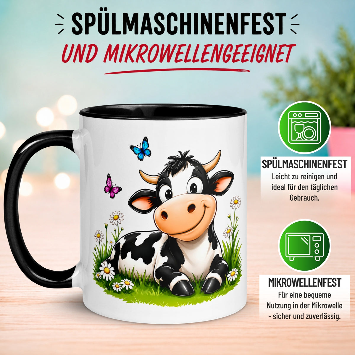 Tasse Kuh – „Süße Kuh auf der Wiese“ – Geschenk Becher für Landwirte