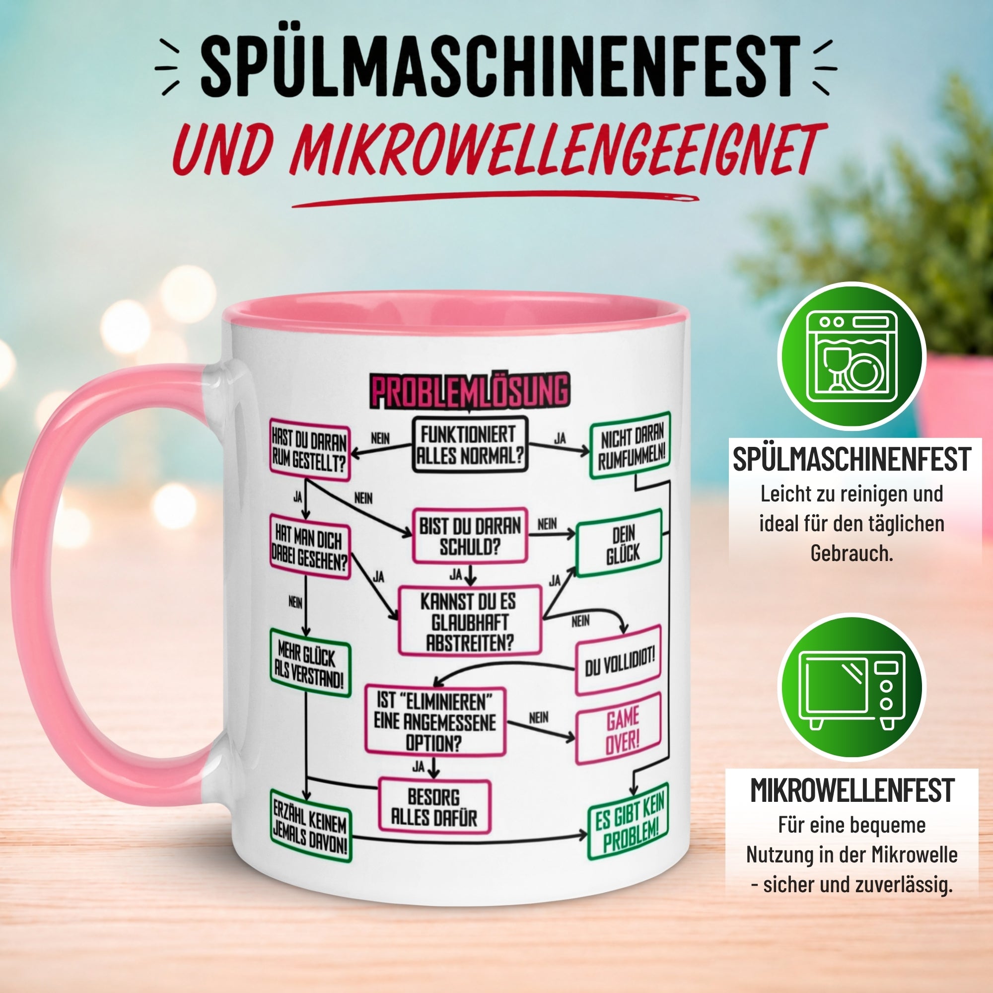 Tasse Kollegin – „Problemlösung im Büro“ – Geschenk Abschied Arbeitskollegin