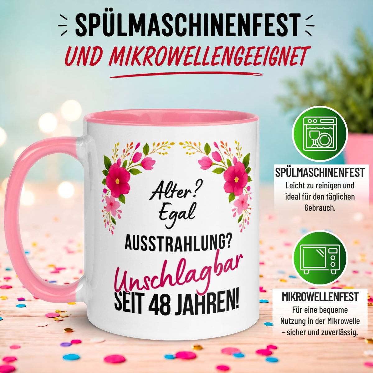 Tasse 48. Geburtstag Frau – „Ausstrahlung Unschlagbar seit 48 Jahren“ – Geschenk zum Geburtstag Frauen