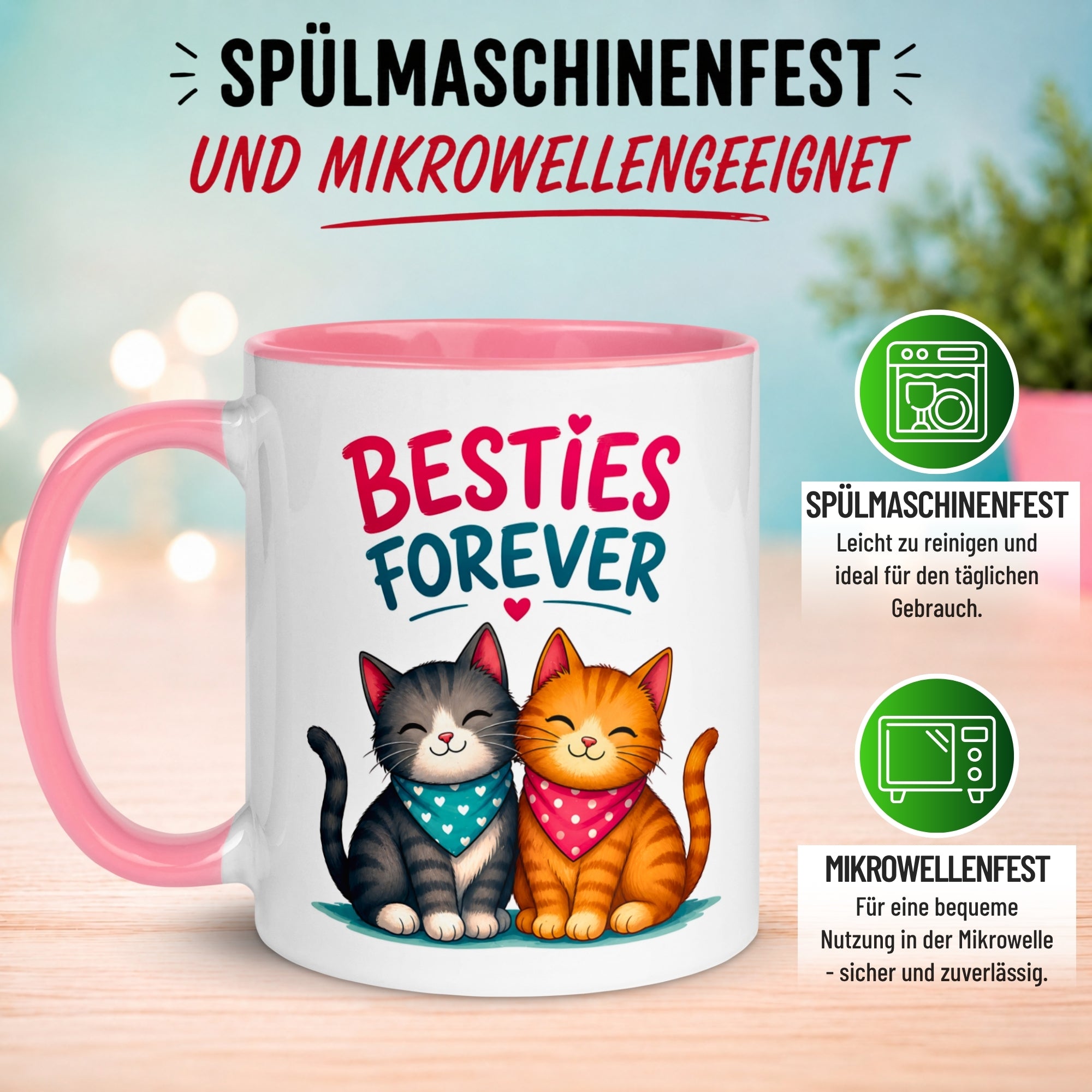 Tasse Freundschaft – „Cats - Besties Forever“ – Geschenk Beste Freundin