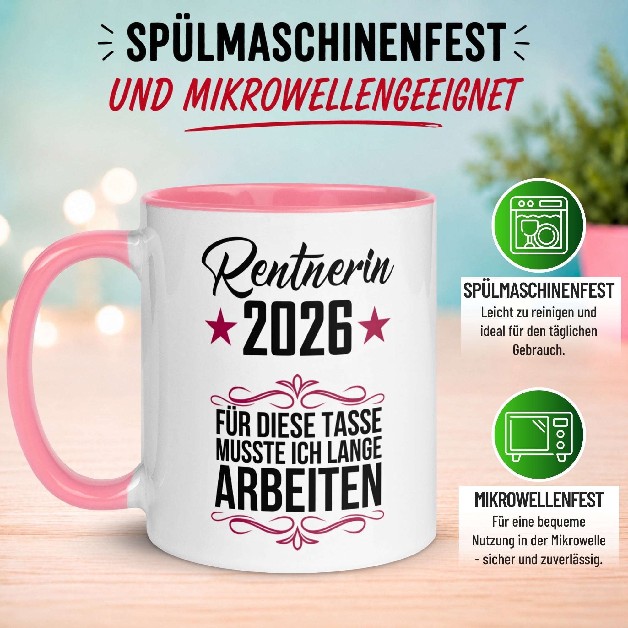 Tasse Rentnerin 2026 – „Für die musste ich lange arbeiten“ – Geschenk Renteneintritt Frau