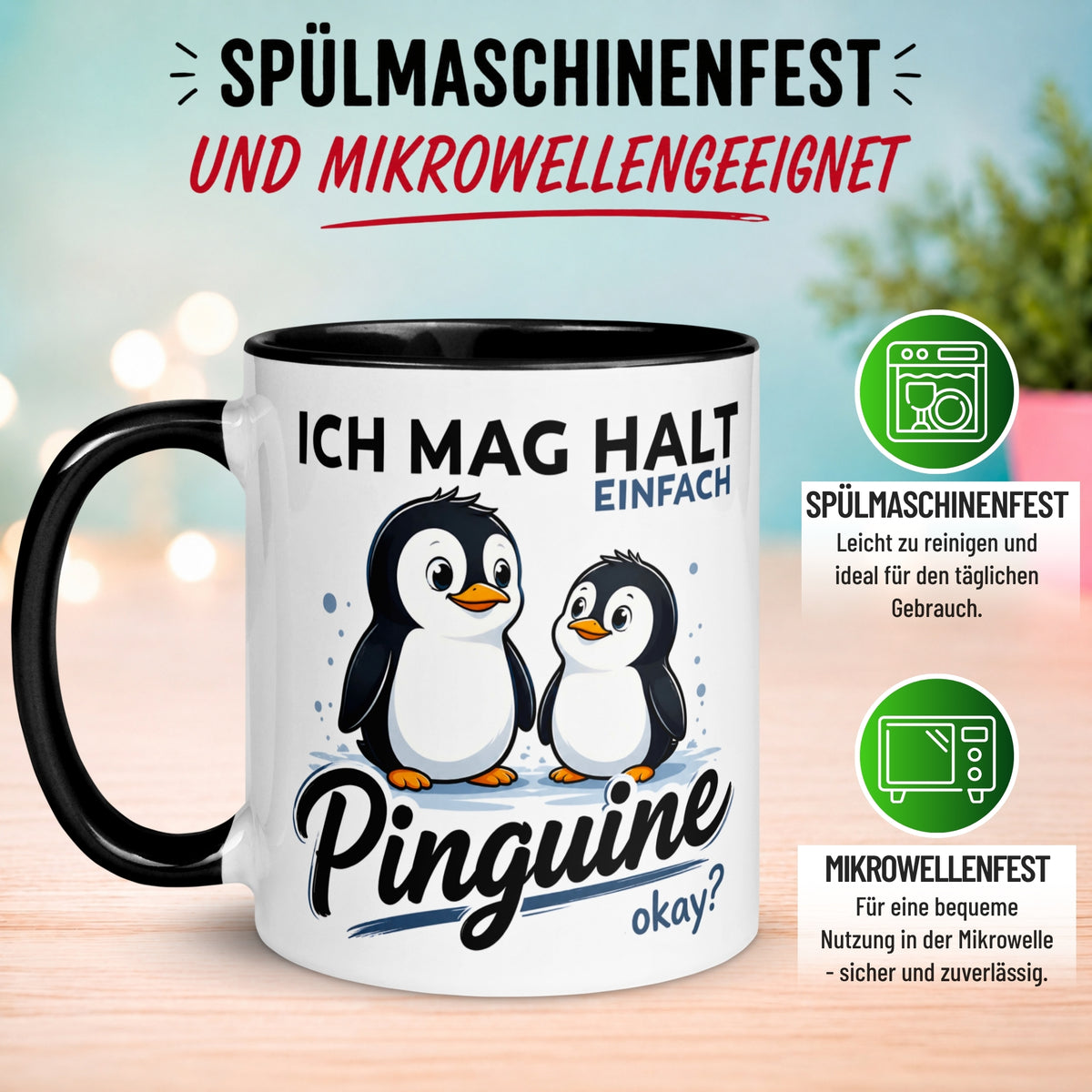 Tasse Pinguin – „Ich mag halt einfach Pinguine - okay“ – lustiger Geschenk Becher
