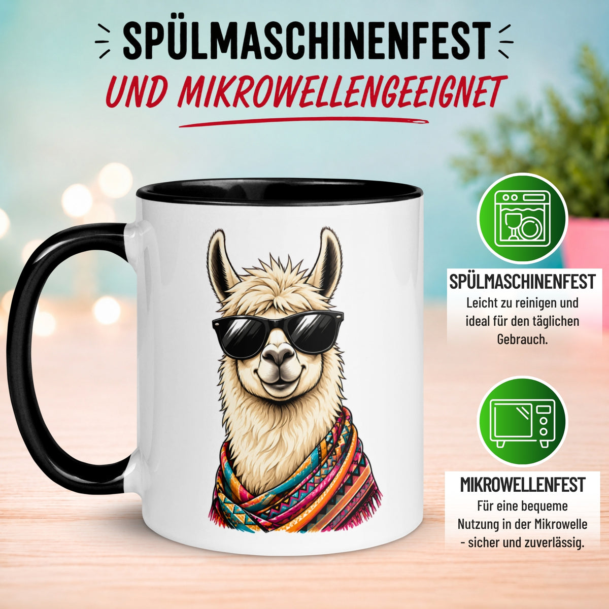 Tasse Lama – „Cooles Lama mit Sonnenbrille“ – lustiger Geschenk Becher