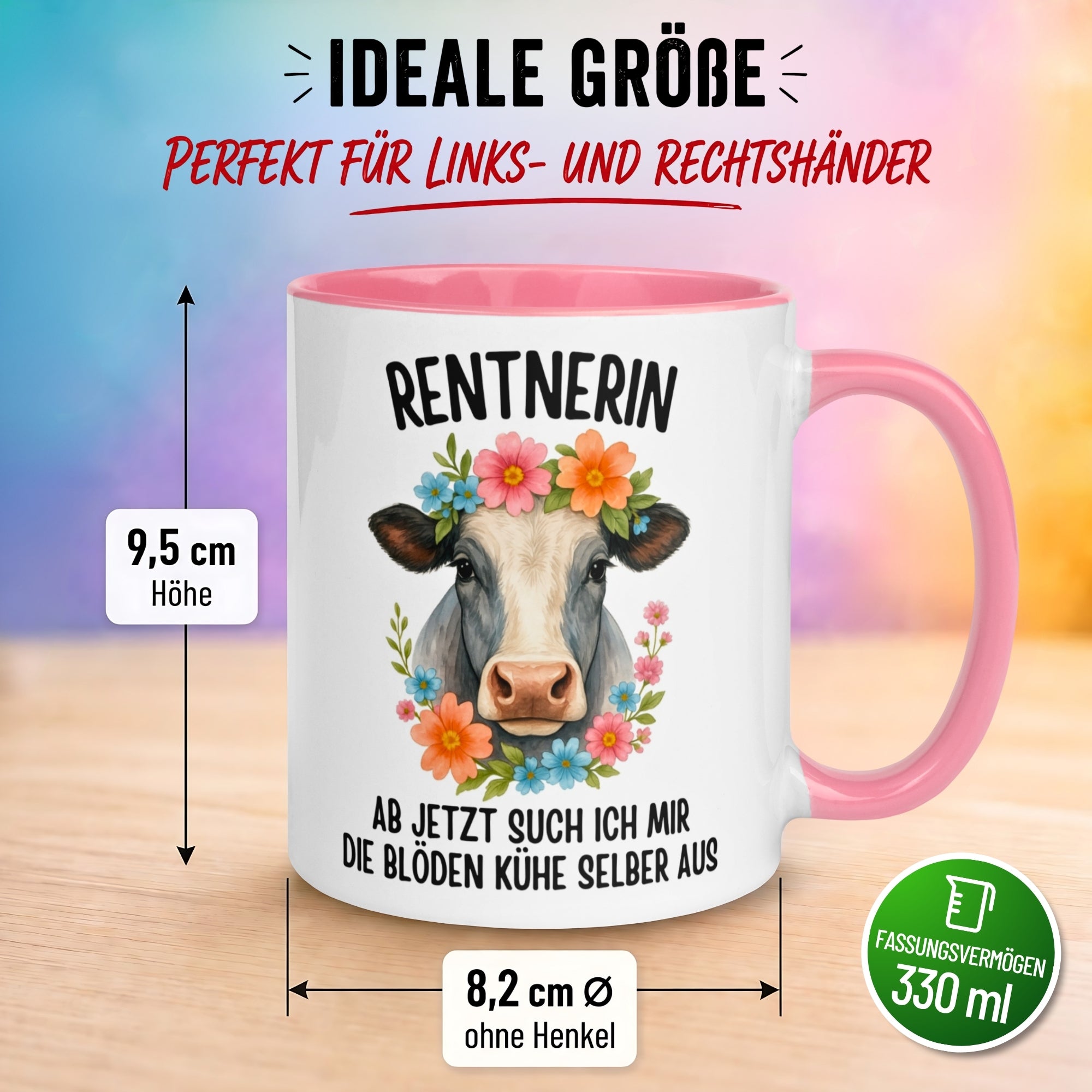 Tasse Rentnerin – „Ab jetzt such ich mir die blöden Kühe selber aus“ – Geschenk Rente Frau