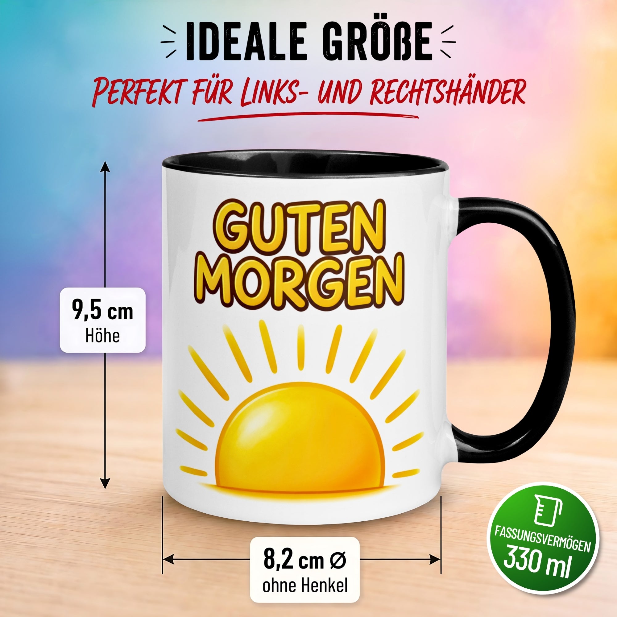 Tasse Guten Morgen – „Sonnenaufgang mit Sonnenschein“ – Morgenmuffel Geschenk