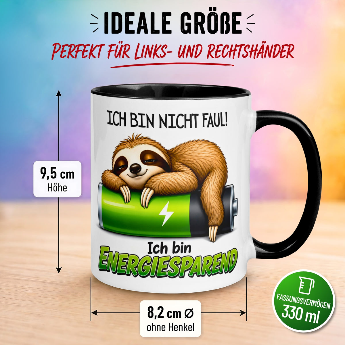 Tasse Faultier – „Ich bin nicht faul“ – lustiger Geschenk Becher für Kollegen