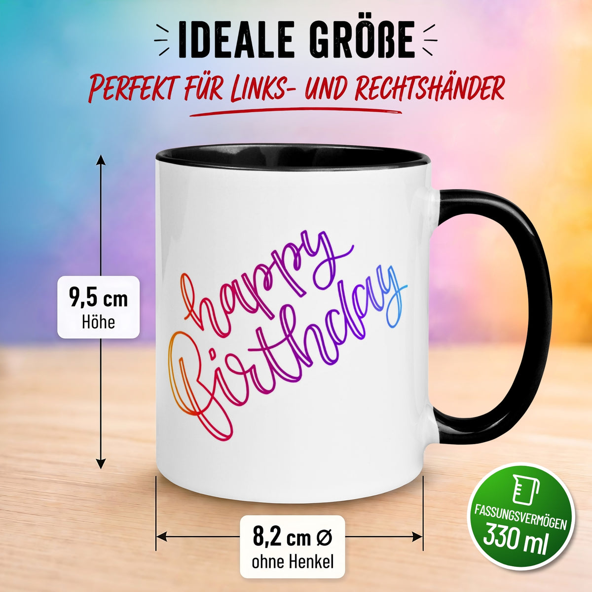Tasse Geburtstag – „Violettes Happy Birthday“ – Geburtstagsgeschenk Mann Frau