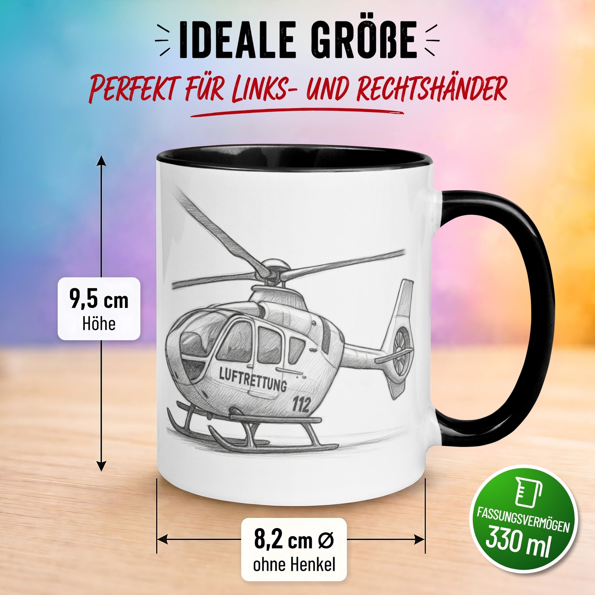 Tasse Hubschrauber – „Rettungshubschrauber“ – Notarzt Luftrettung Geschenk