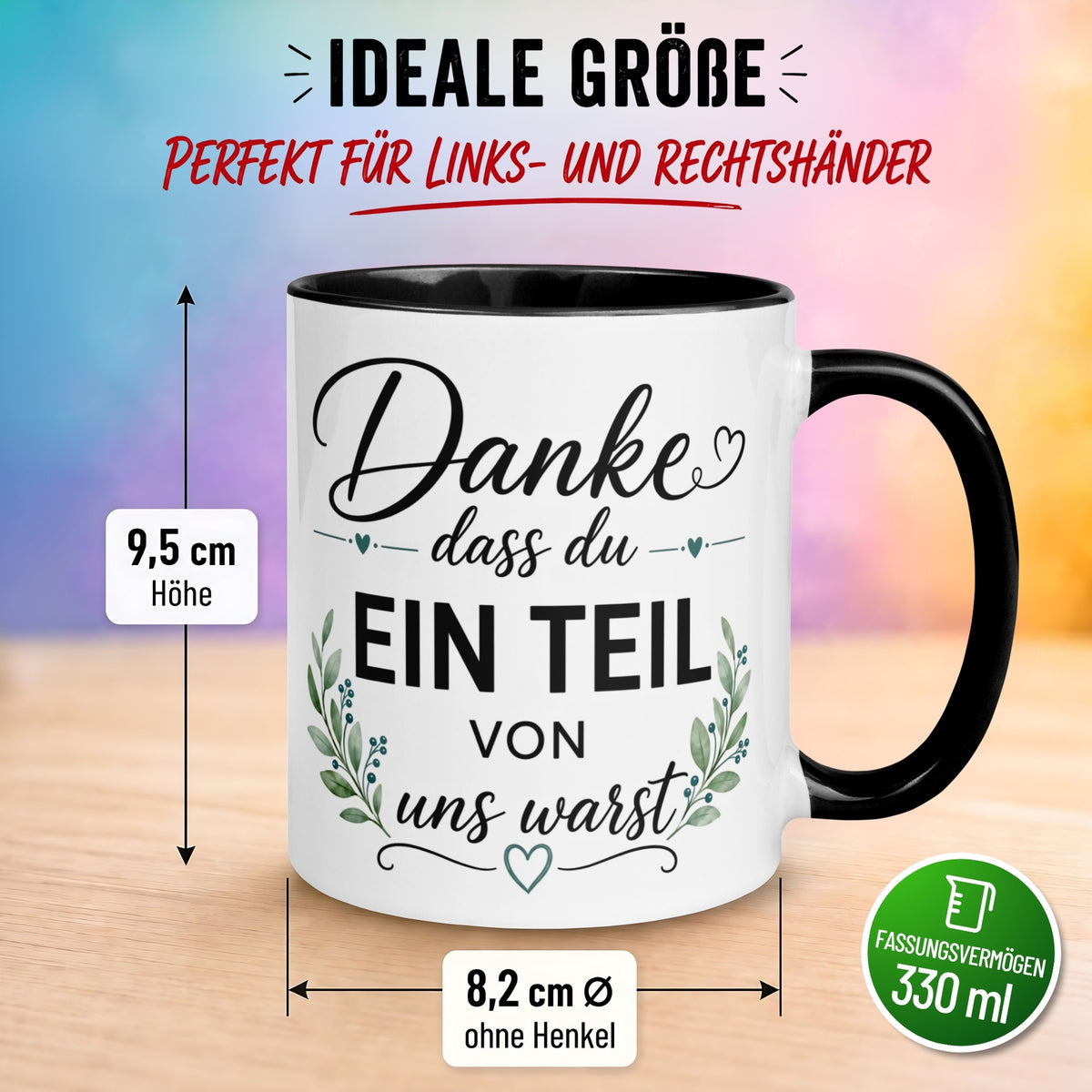 Tasse Abschied – „Danke dass du ein Teil von uns warst“ – Abschiedsgeschenk für Kollegen