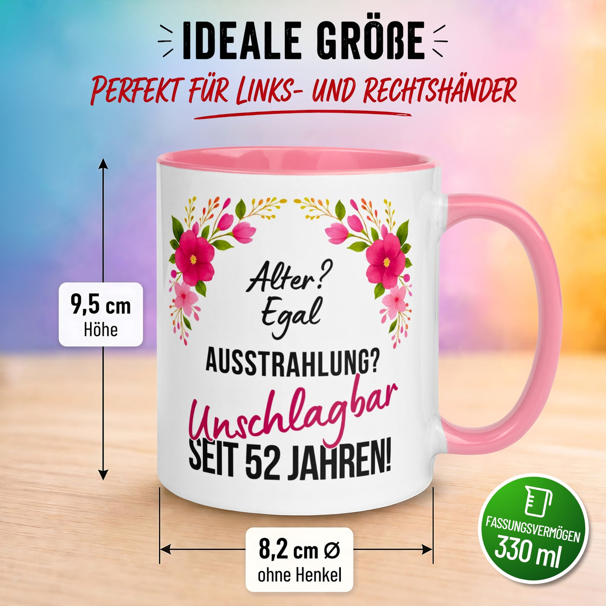 Tasse 52. Geburtstag Frau – „Ausstrahlung Unschlagbar seit 52 Jahren“ – Geschenk zum Geburtstag Frauen