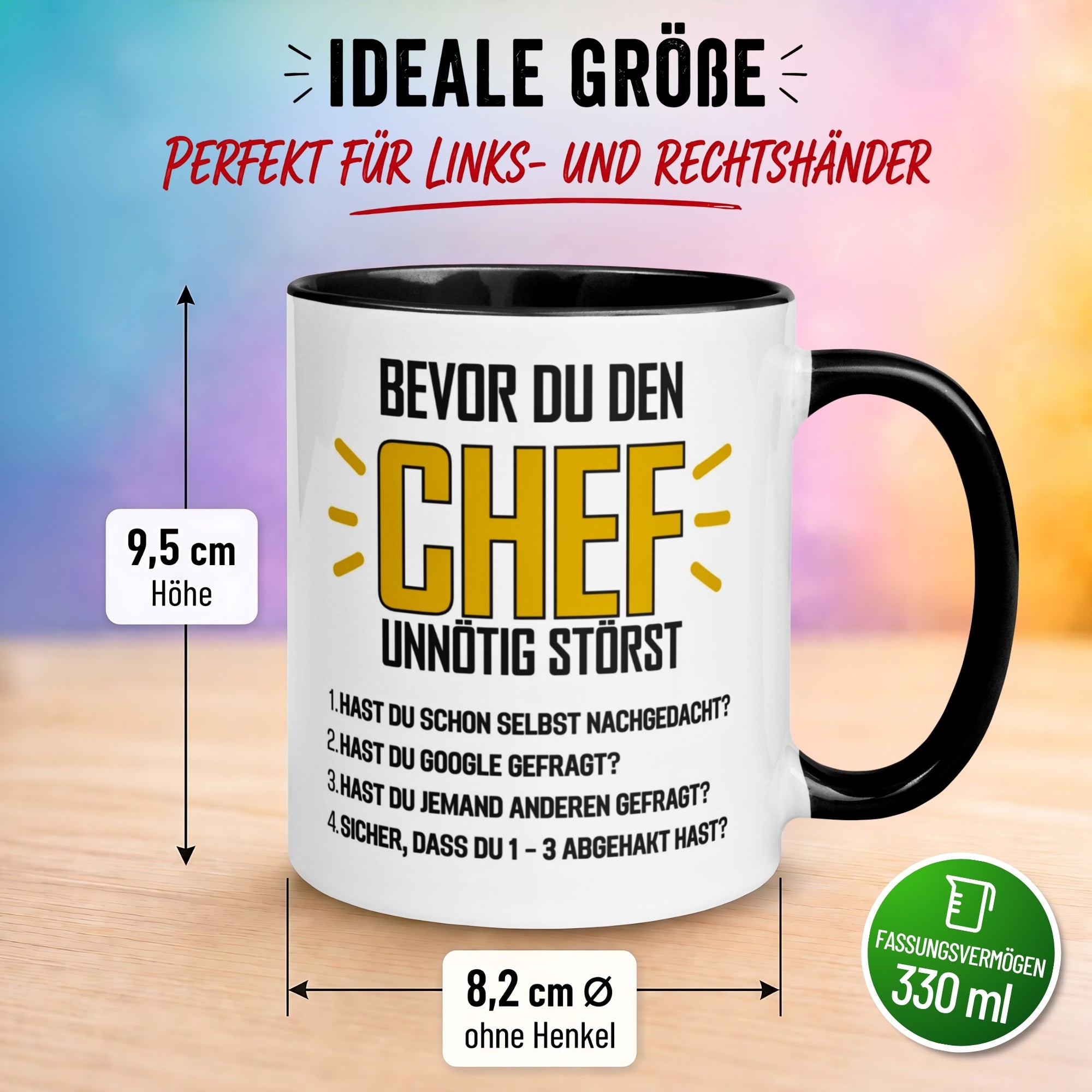 Tasse Chef – „Bevor du den Chef unnötig störst“ – Geschenk Becher Bester Chef