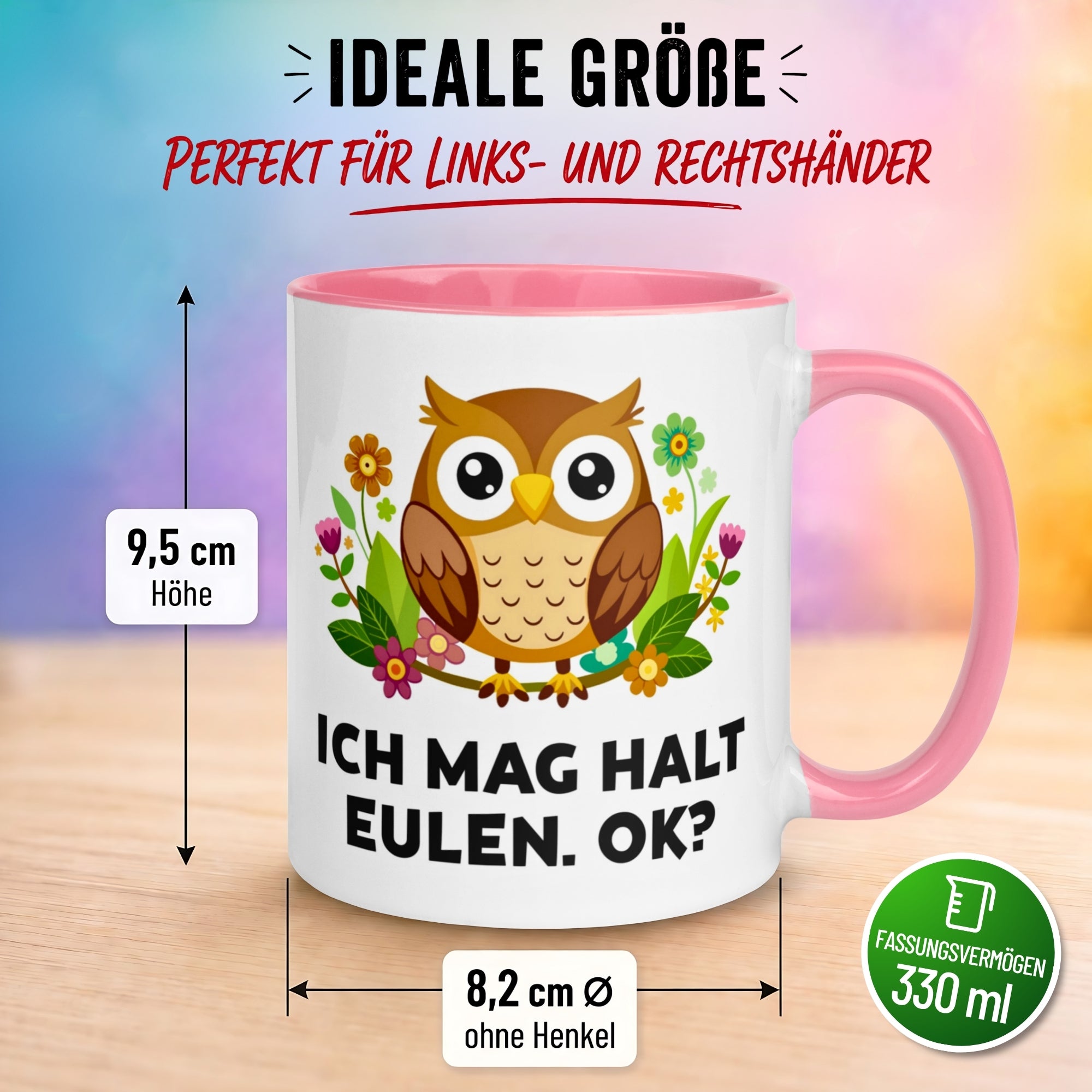 Tasse Eule – „Ich mag halt Eulen - OK“ – lustiger Eulen Geschenk Becher