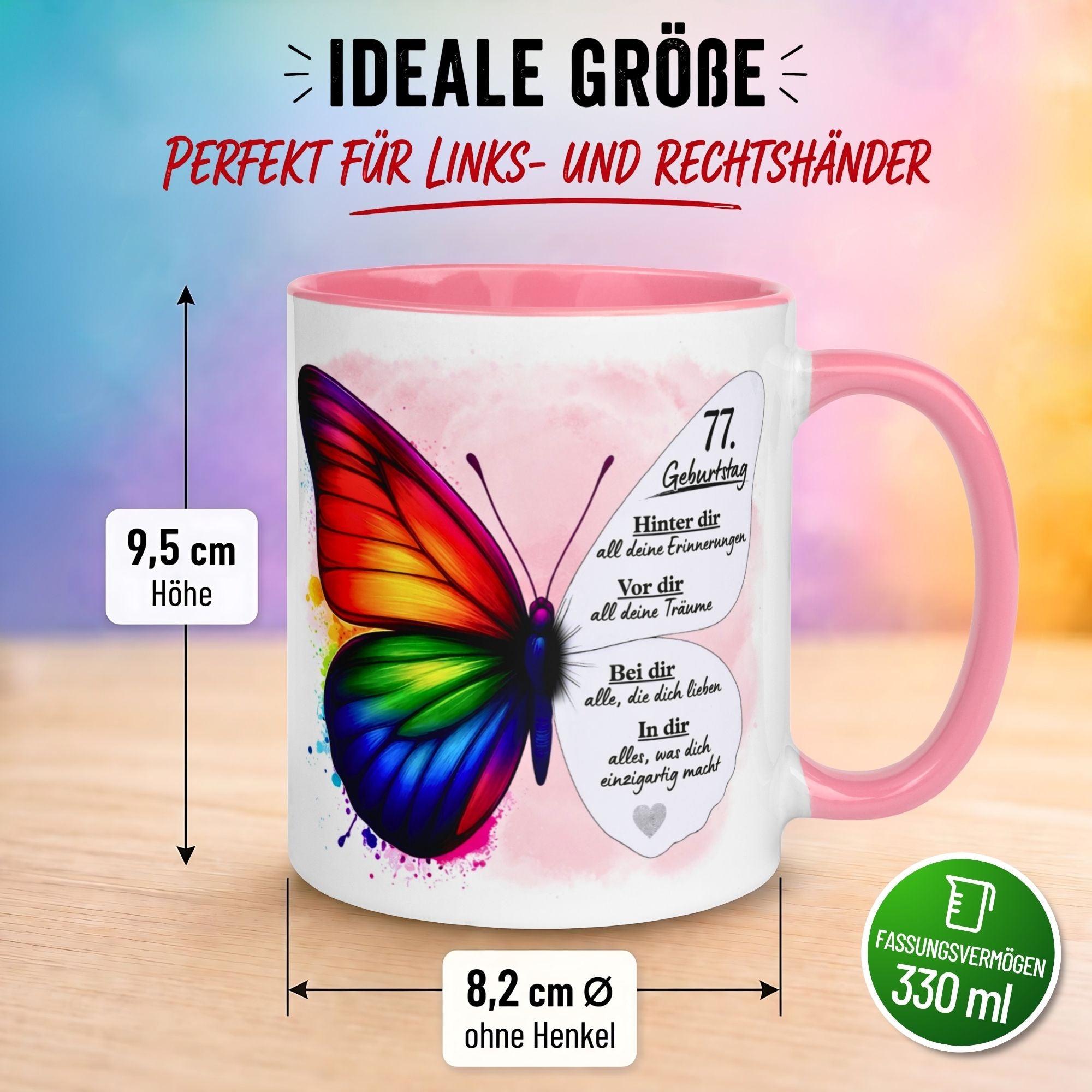 Tasse 77. Geburtstag Frau – „Weil du einzigartig bist“ – Geschenk zum Geburtstag Frauen