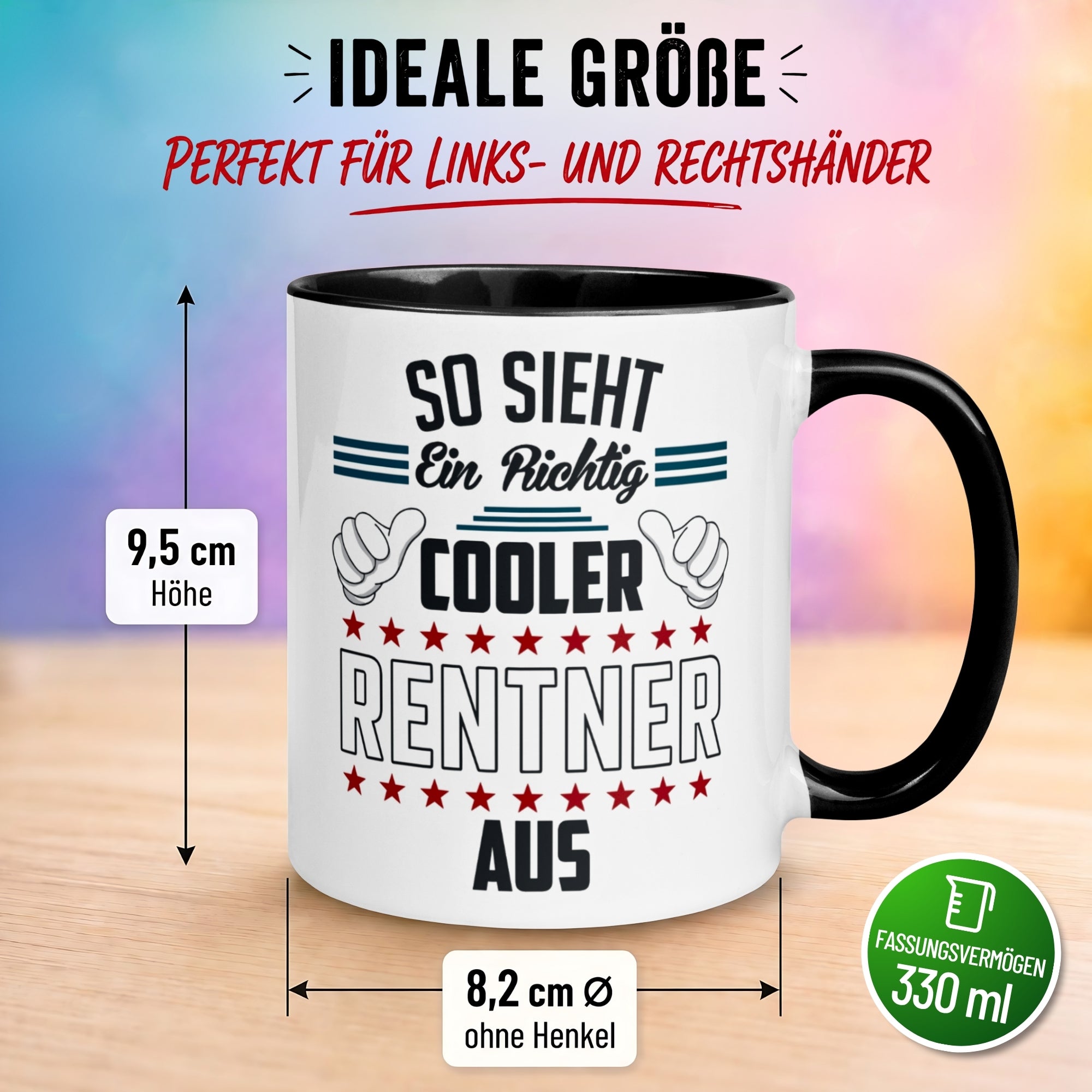 Tasse Rentner – „So sieht ein richtig cooler Rentner aus“ – Geschenke Abschied Pension