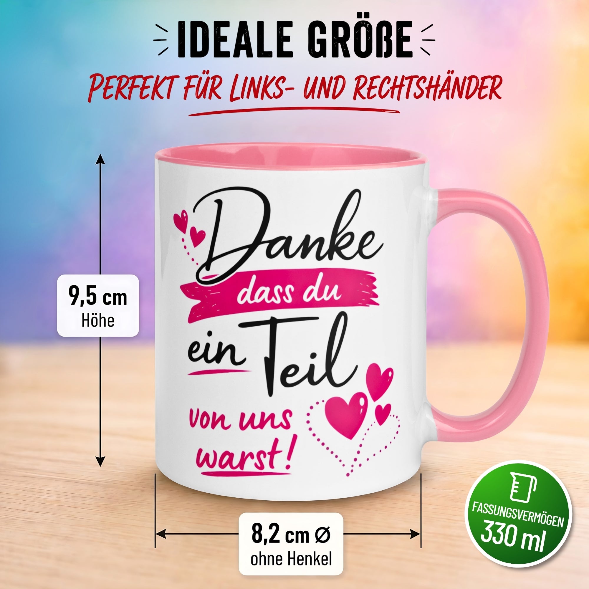 Tasse Abschied – „Ein Teil von uns warst“ – Abschiedsgeschenk für Kollegin