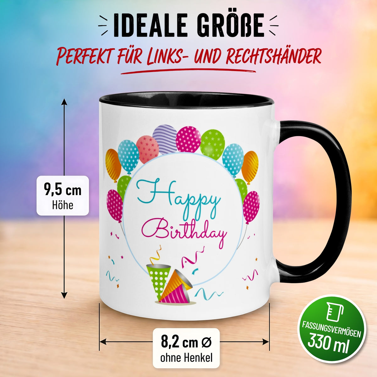 Tasse Geburtstag – „Happy Birthday - Ballon Party“ – Geburtstagstasse Mann Frau