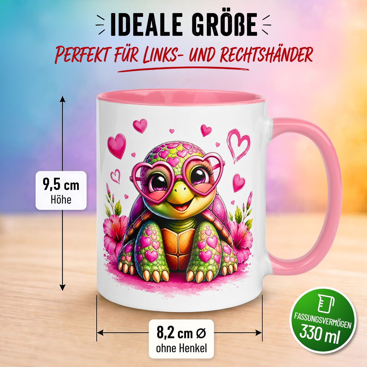 Tasse Schildkröte – „Schildkröte mit Herzbrille“ – Ich liebe Dich Geschenk