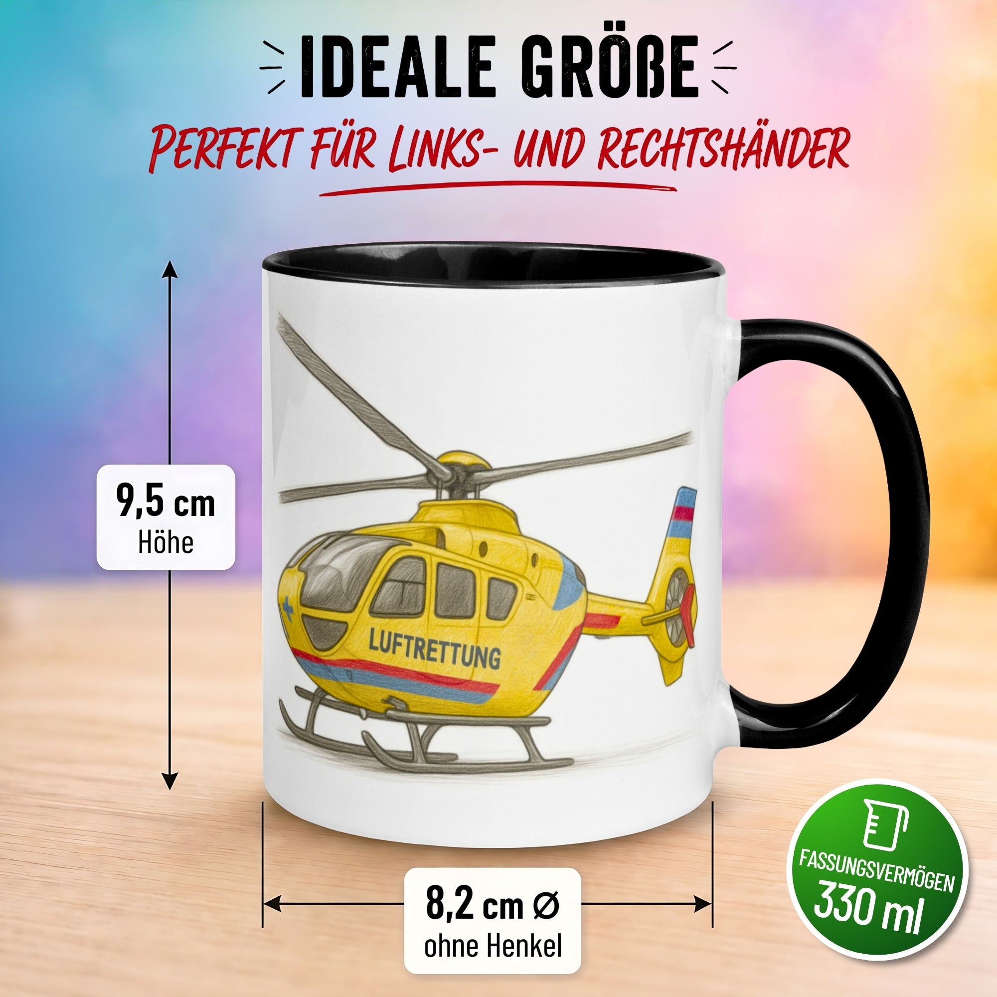 Tasse Hubschrauber – „Luftrettung“ – Rettungshubschrauber Geschenk