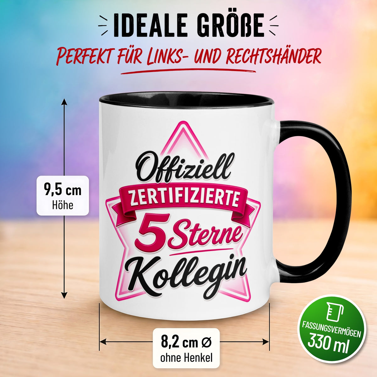 Tasse Kollegin – „Offiziell Zertifizierter 5 Sterne Kollegin“ – Geschenk zum Abschied