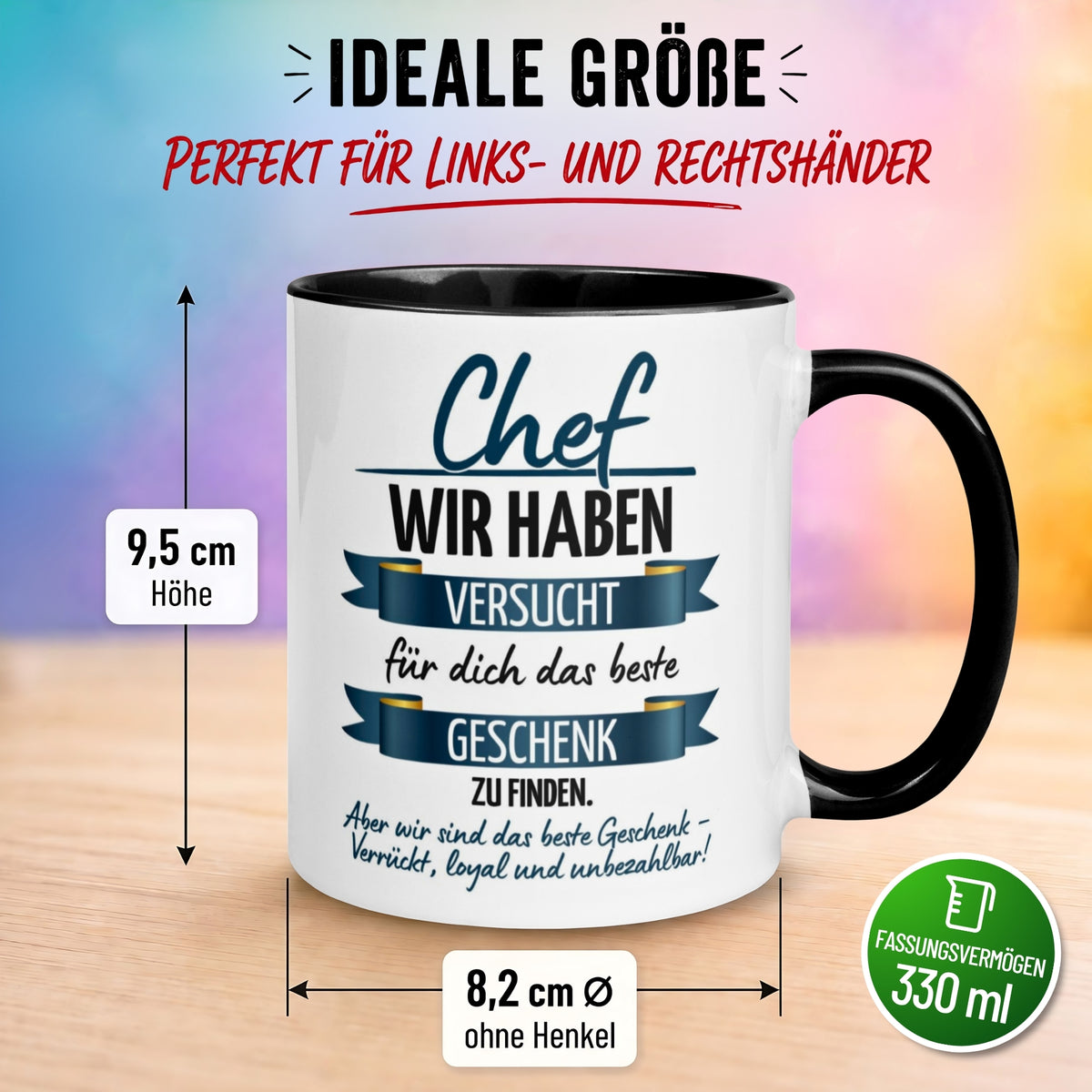 Tasse Chef – „Wir haben versucht das beste Geschenk zu finden“ – Geschenk Becher