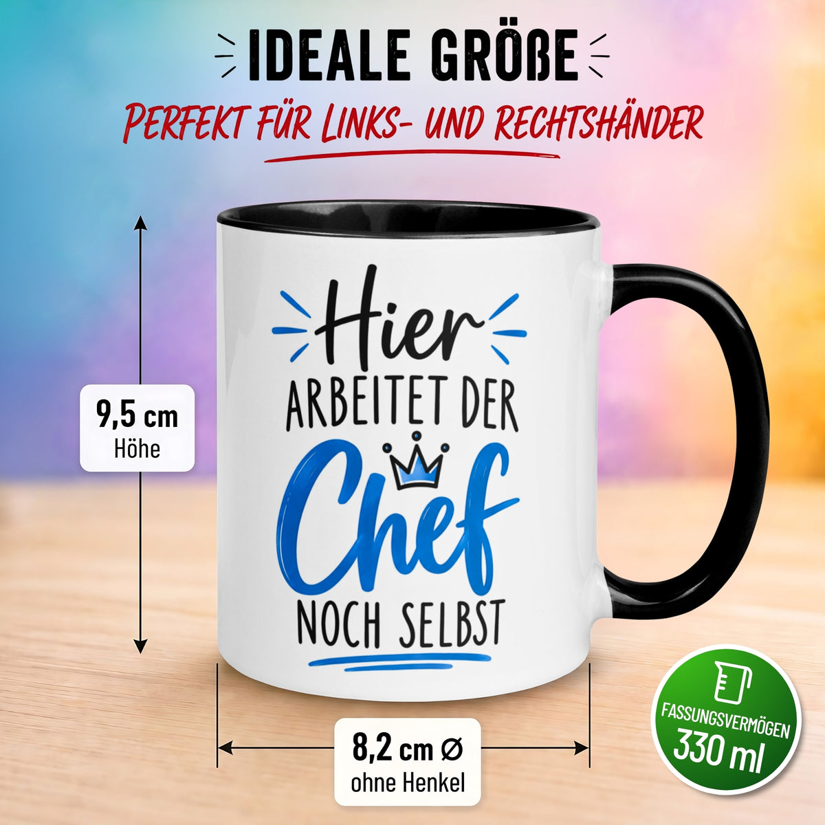 Tasse Chef – „Hier arbeitet der Chef noch selbst“ – Geschenk Kaffeetasse Bester Chef