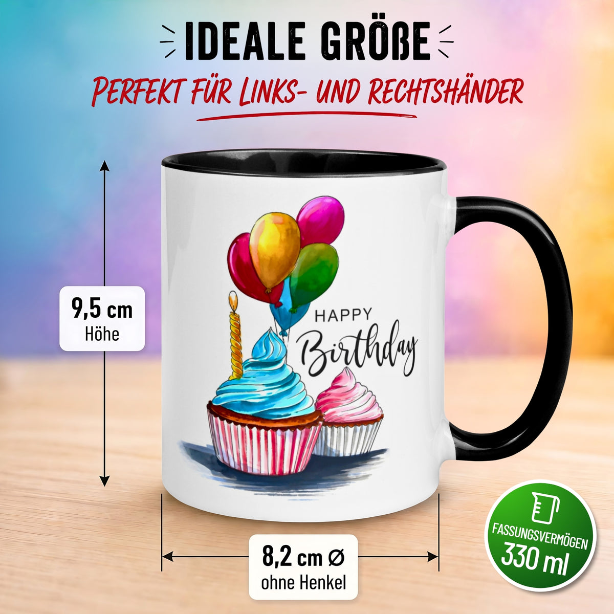 Tasse Geburtstag – „Cupcakes & Ballons“ – Geburtstagsgeschenk Mann Frau