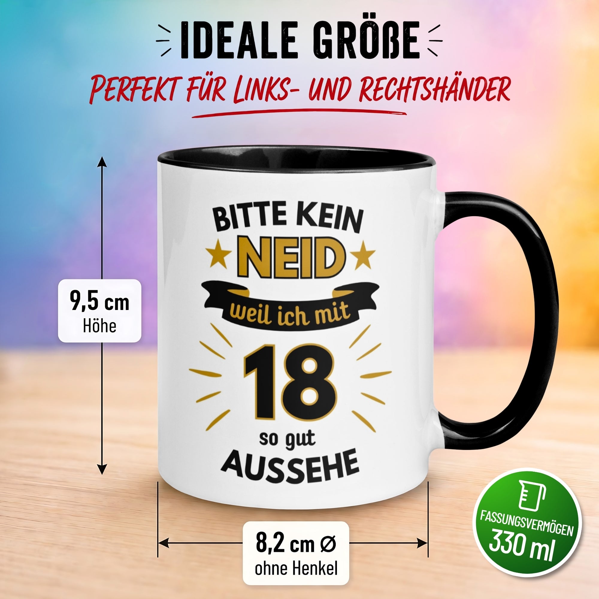 Tasse 18. Geburtstag Mann – „Bitte kein Neid“ – Geschenk zum Geburtstag für Männer