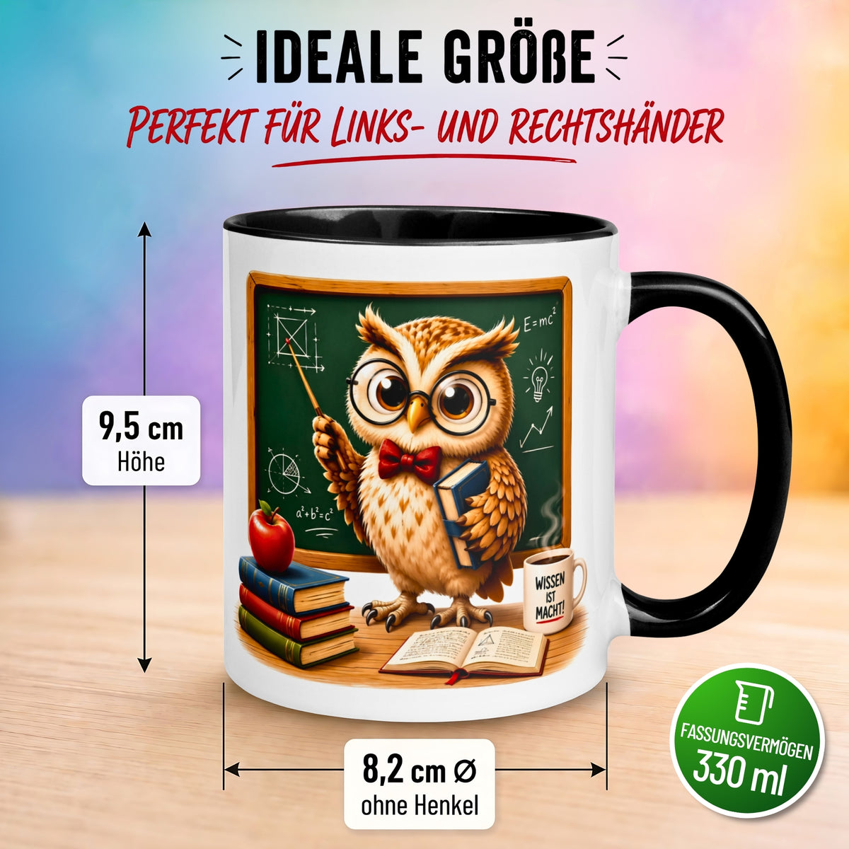 Tasse Eule – „Lehrer in der Schule“ – lustiger Eulen Geschenk Becher