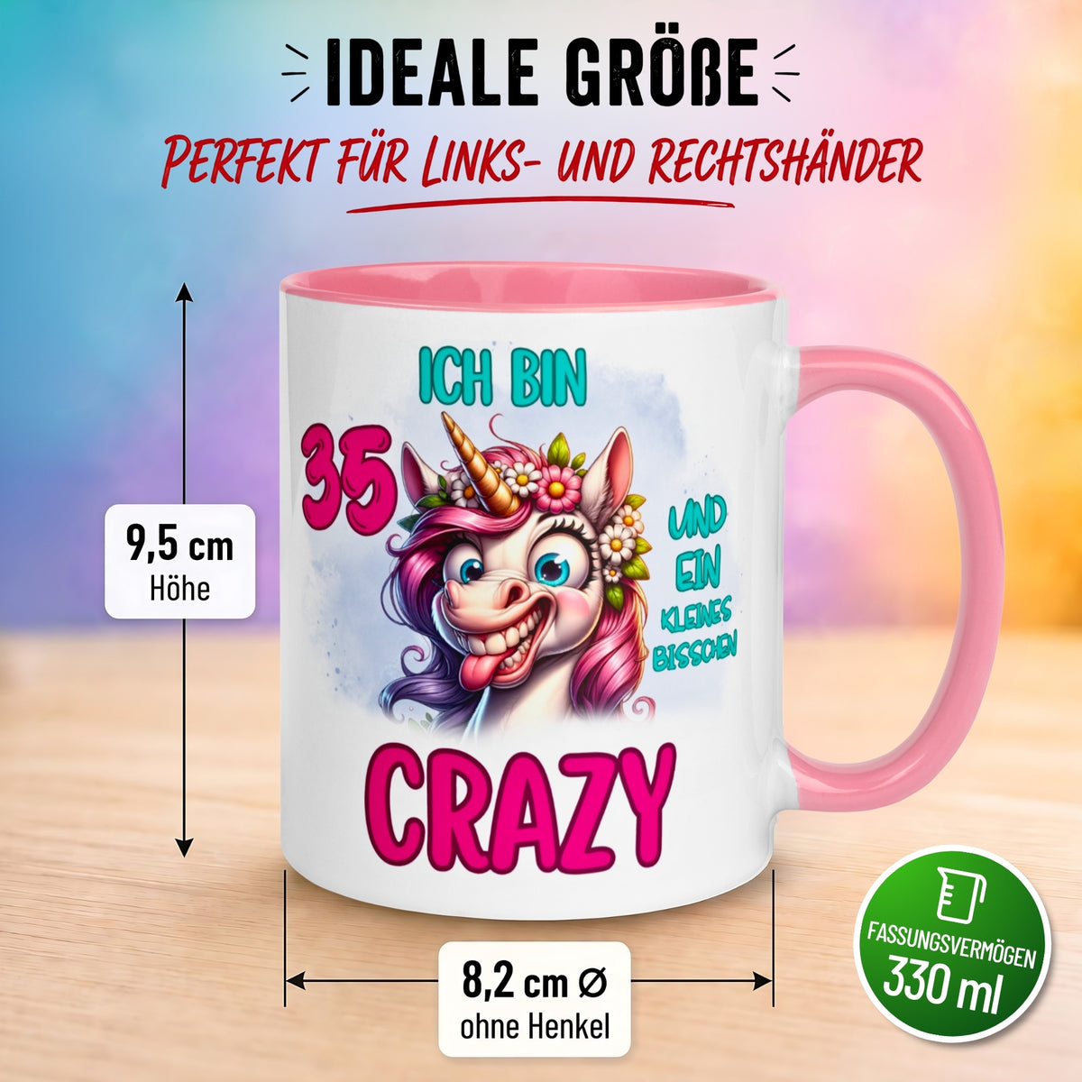 Tasse 35. Geburtstag Frau – „Ich bin 35 und ein kleines bisschen Crazy“ – Geschenk zum Geburtstag Frauen