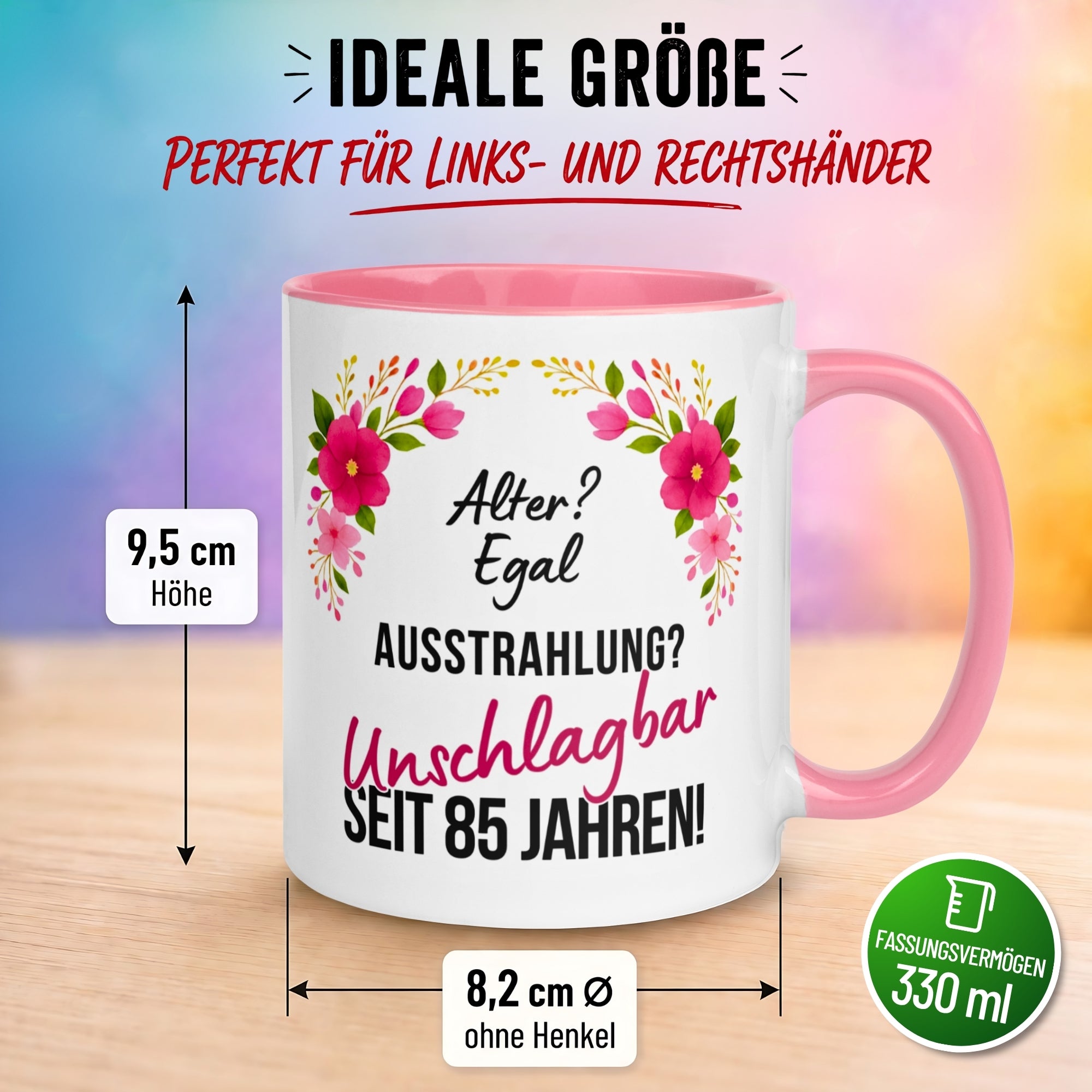 Tasse 85. Geburtstag Frau – „Ausstrahlung Unschlagbar seit 85 Jahren“ – Geschenk zum Geburtstag Frauen