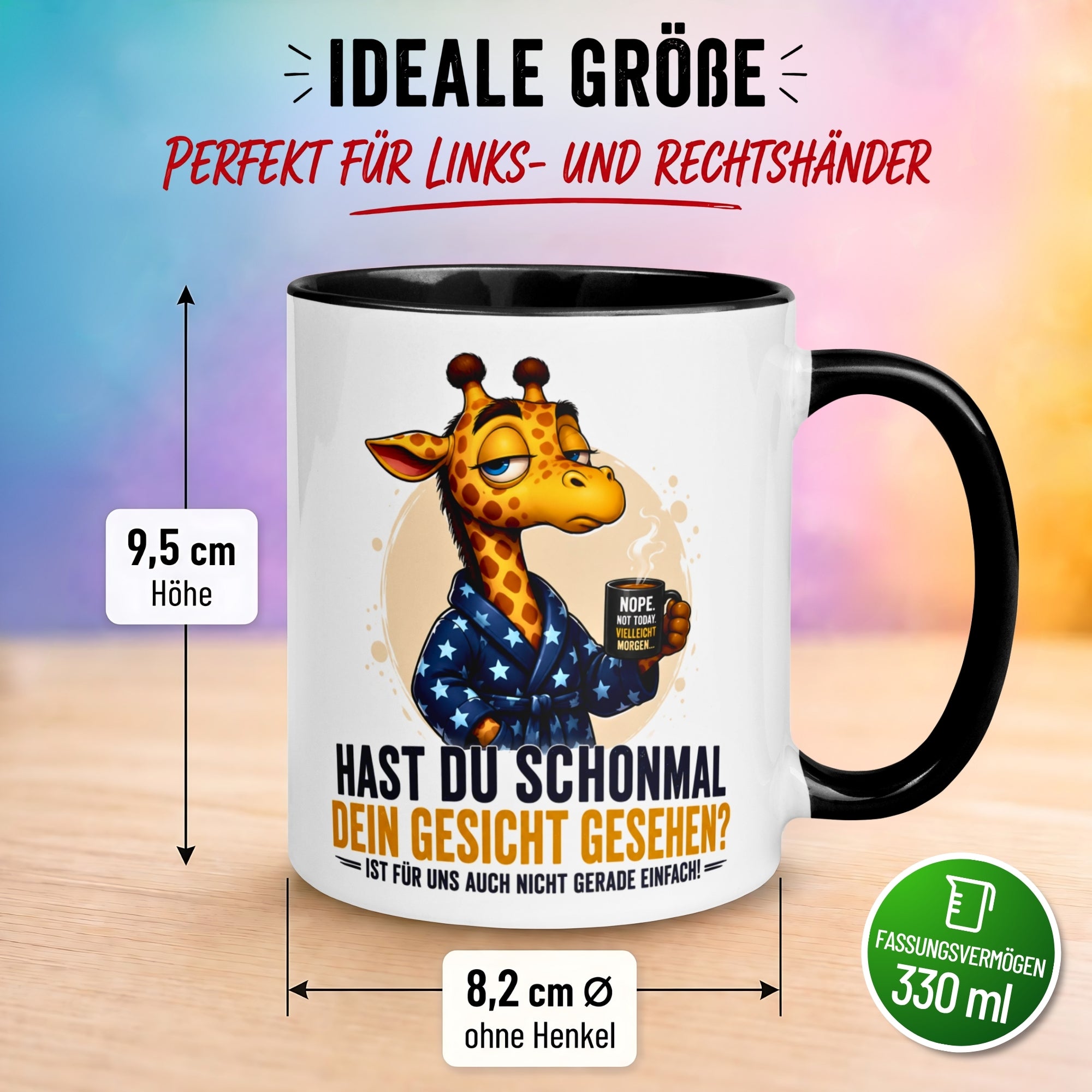 Tasse Giraffe – „Schonmal dein Gesicht gesehen“ – Lustiges Morgenmuffel Geschenk