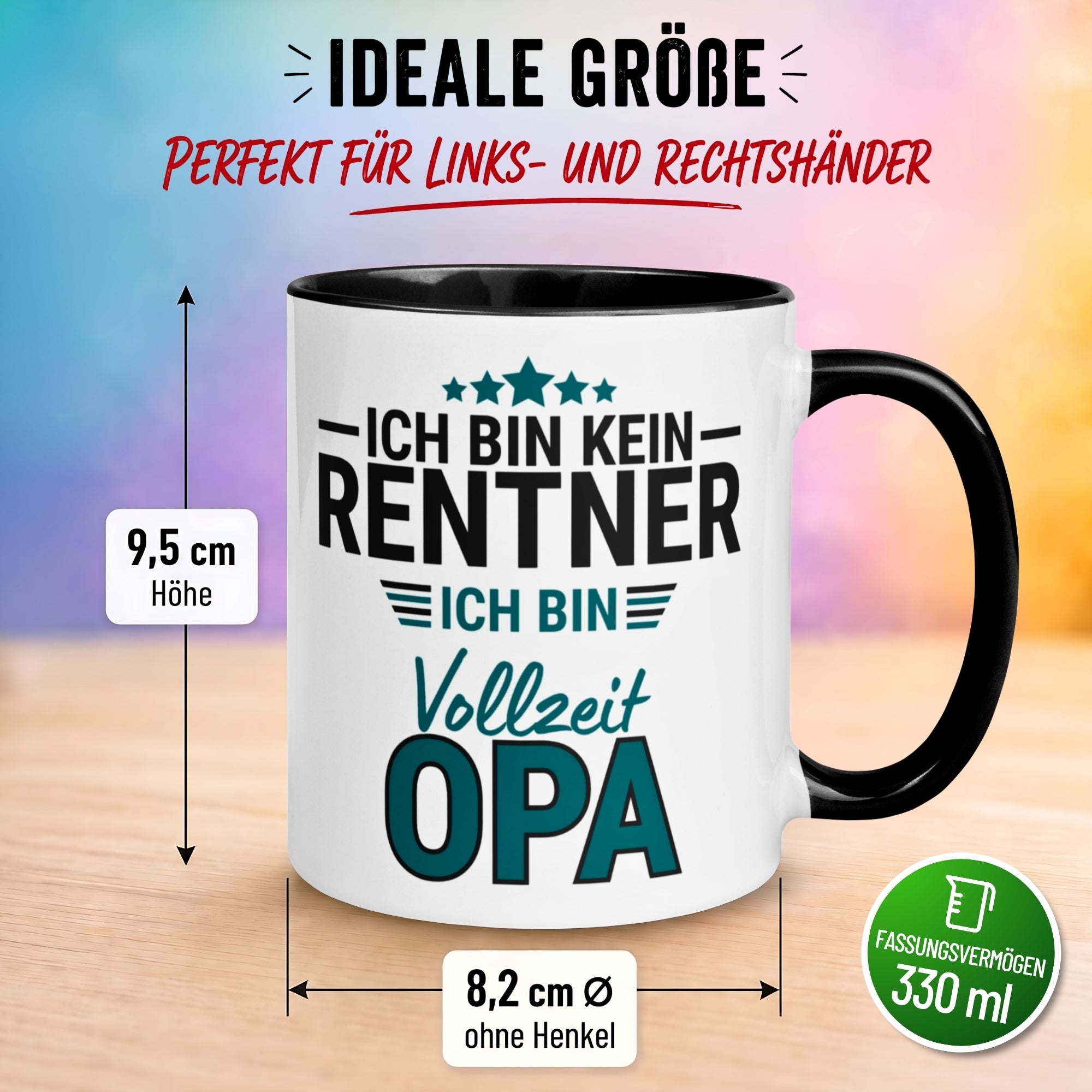 Tasse Rentner – „Ich bin kein Rentner ich bin Vollzeit Opa“ – Geschenk Rente Mann