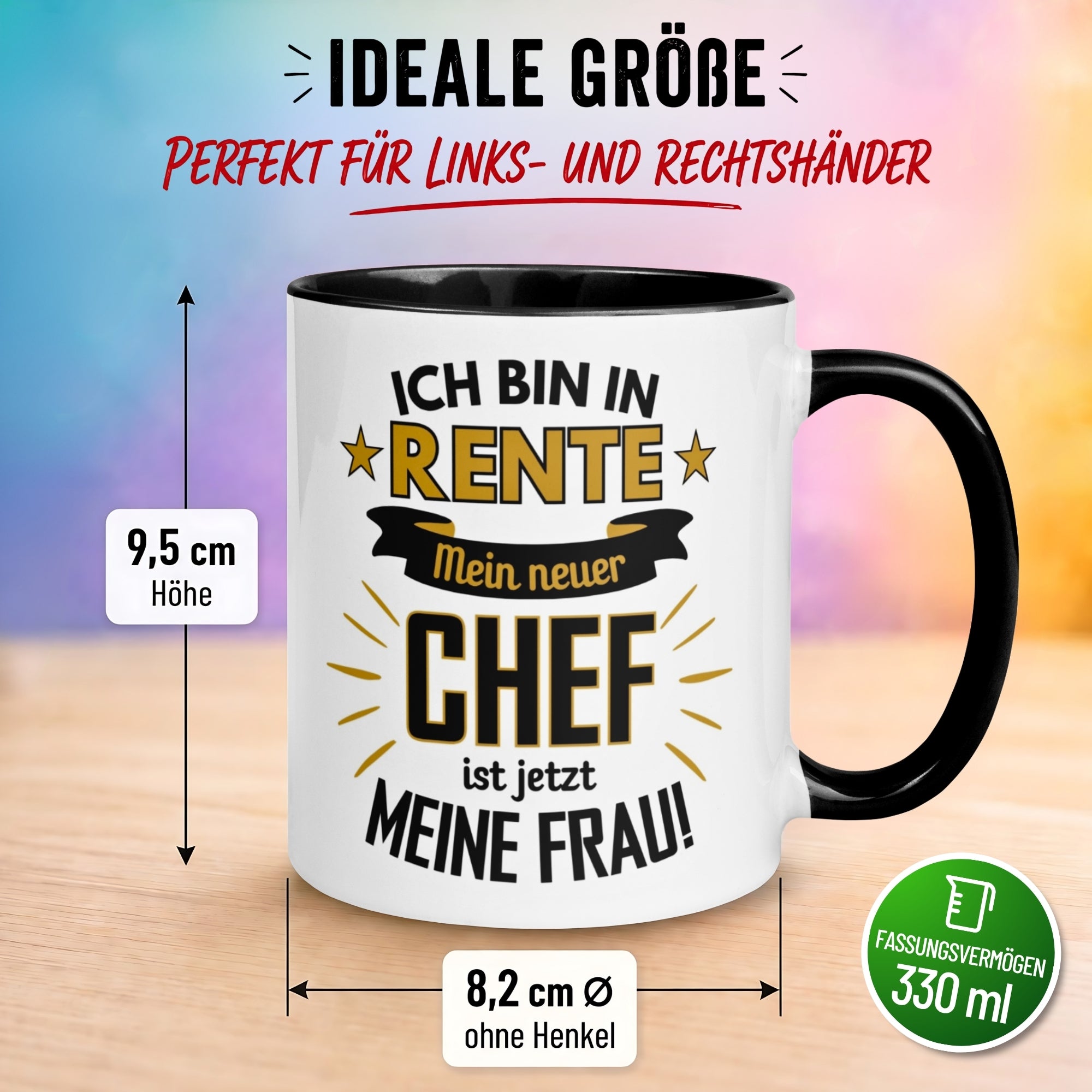 Tasse Rentner – „Mein neuer Chef ist jetzt meine Frau“ – Geschenk Rente Mann
