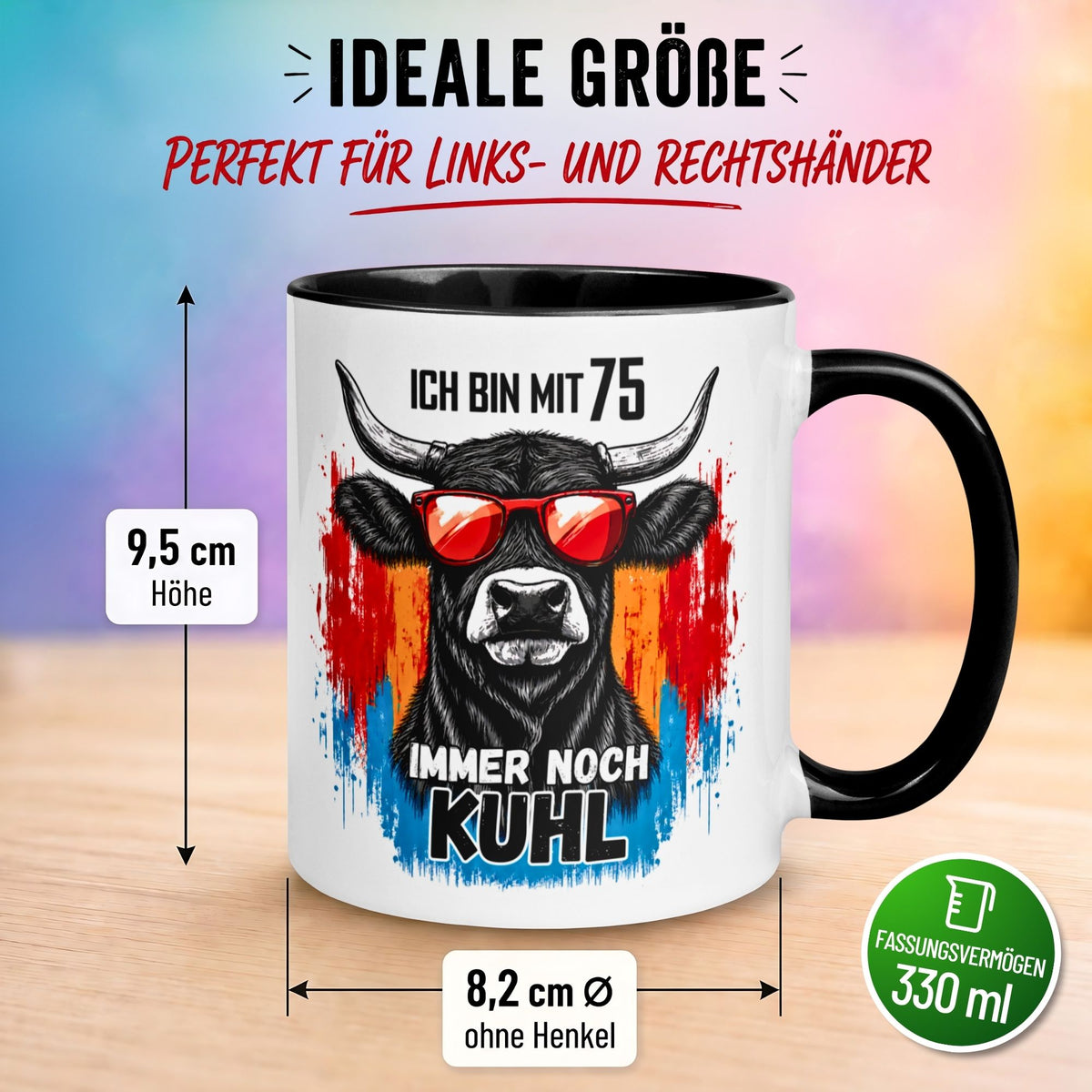 Tasse 75. Geburtstag Mann Frau – „Ich bin mit 75 immer noch Kuhl“ – Geschenk zum Geburtstag Männer Frauen