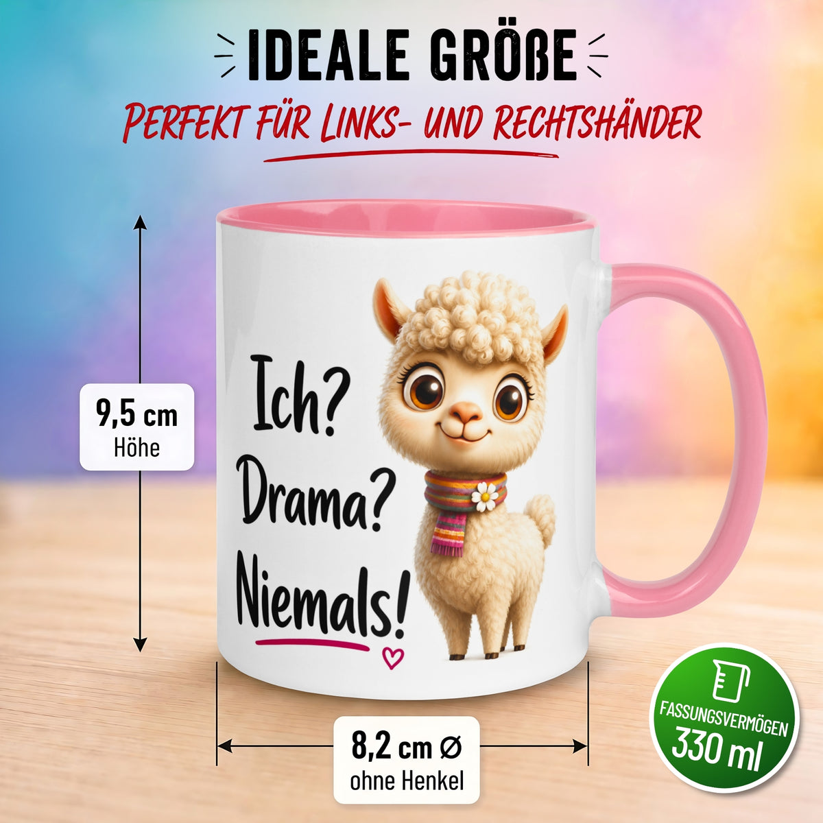 Tasse Alpaka – „Ich? Drama? Niemals!“ – lustiger Geschenk Becher