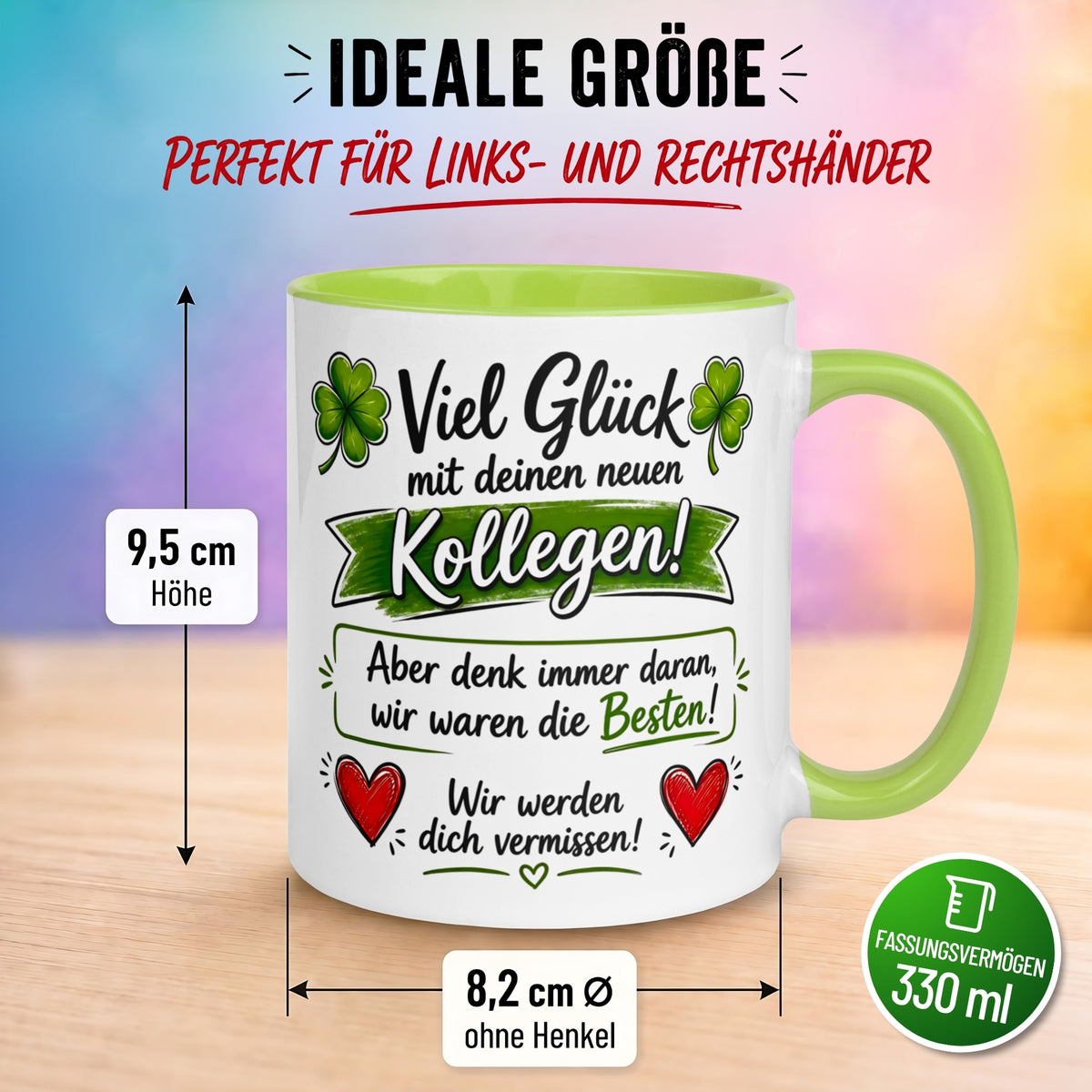 Tasse Abschied – „Viel Glück mit deinen neuen Kollegen“ – Abschiedsgeschenk Kollegin