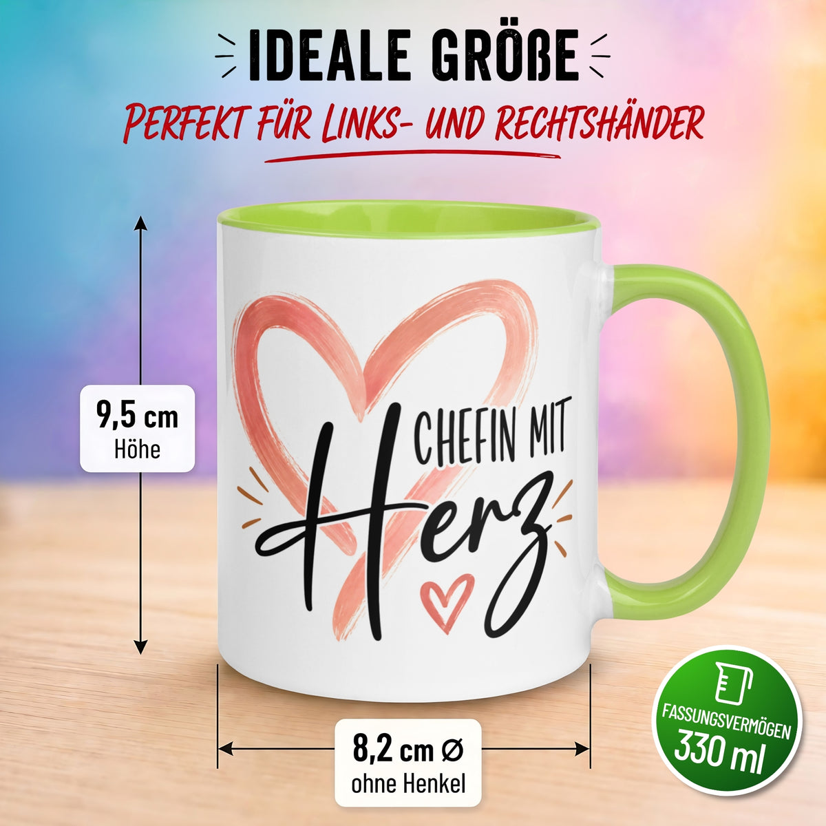 Tasse Chefin – „Chefin mit riesigem Herz“ – Teamleiterin Geschenk Becher