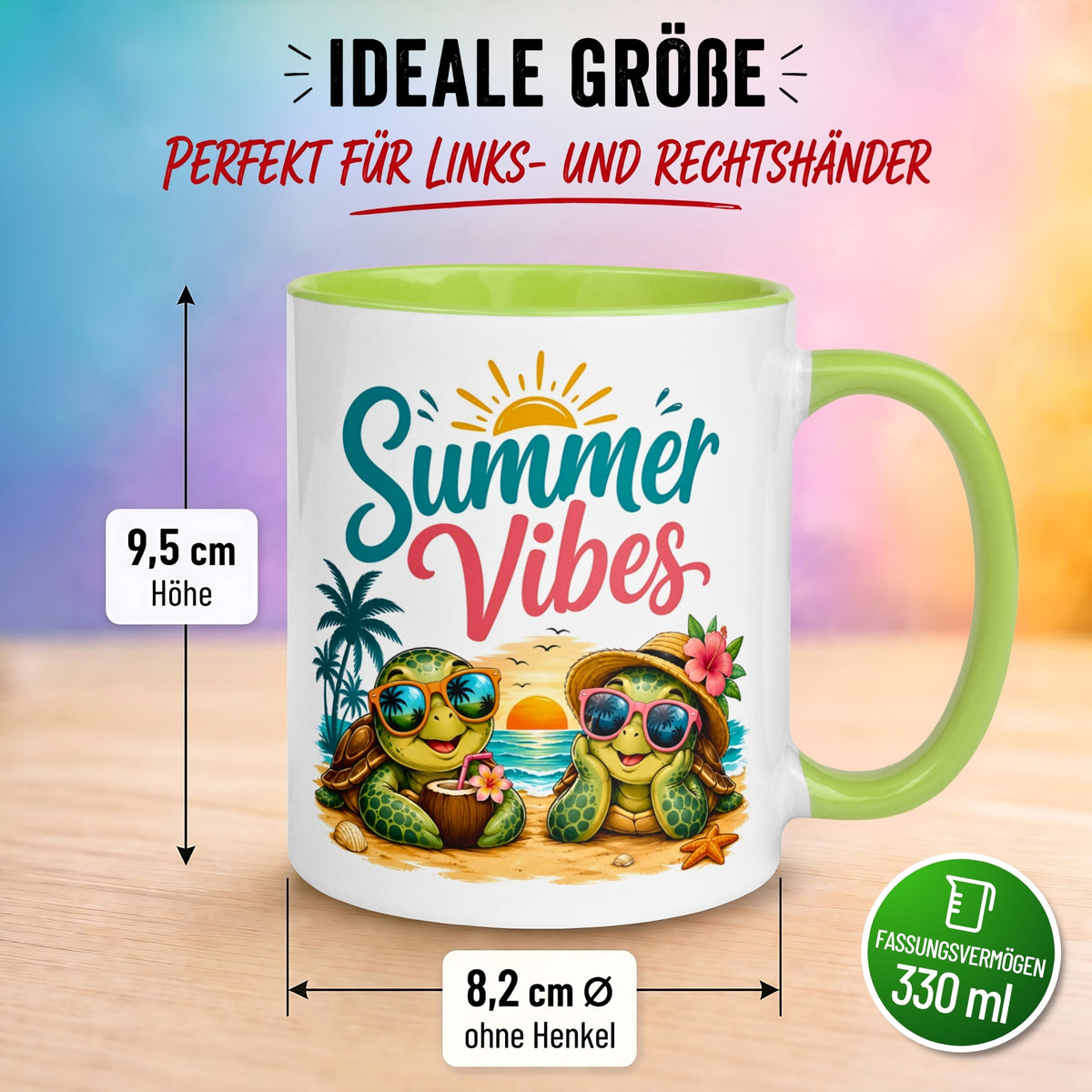 Tasse Schildkröte – „SUMMER VIBES“ – lustiges Strand Schildkröten Geschenk