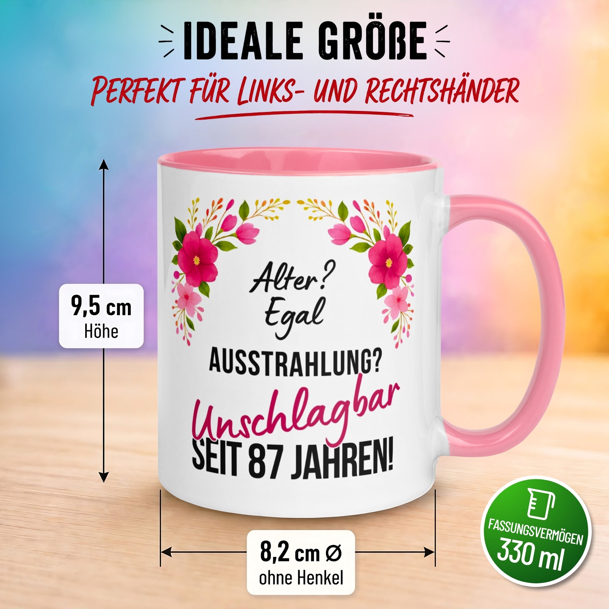 Tasse 87. Geburtstag Frau – „Ausstrahlung Unschlagbar seit 87 Jahren“ – Geschenk zum Geburtstag Frauen