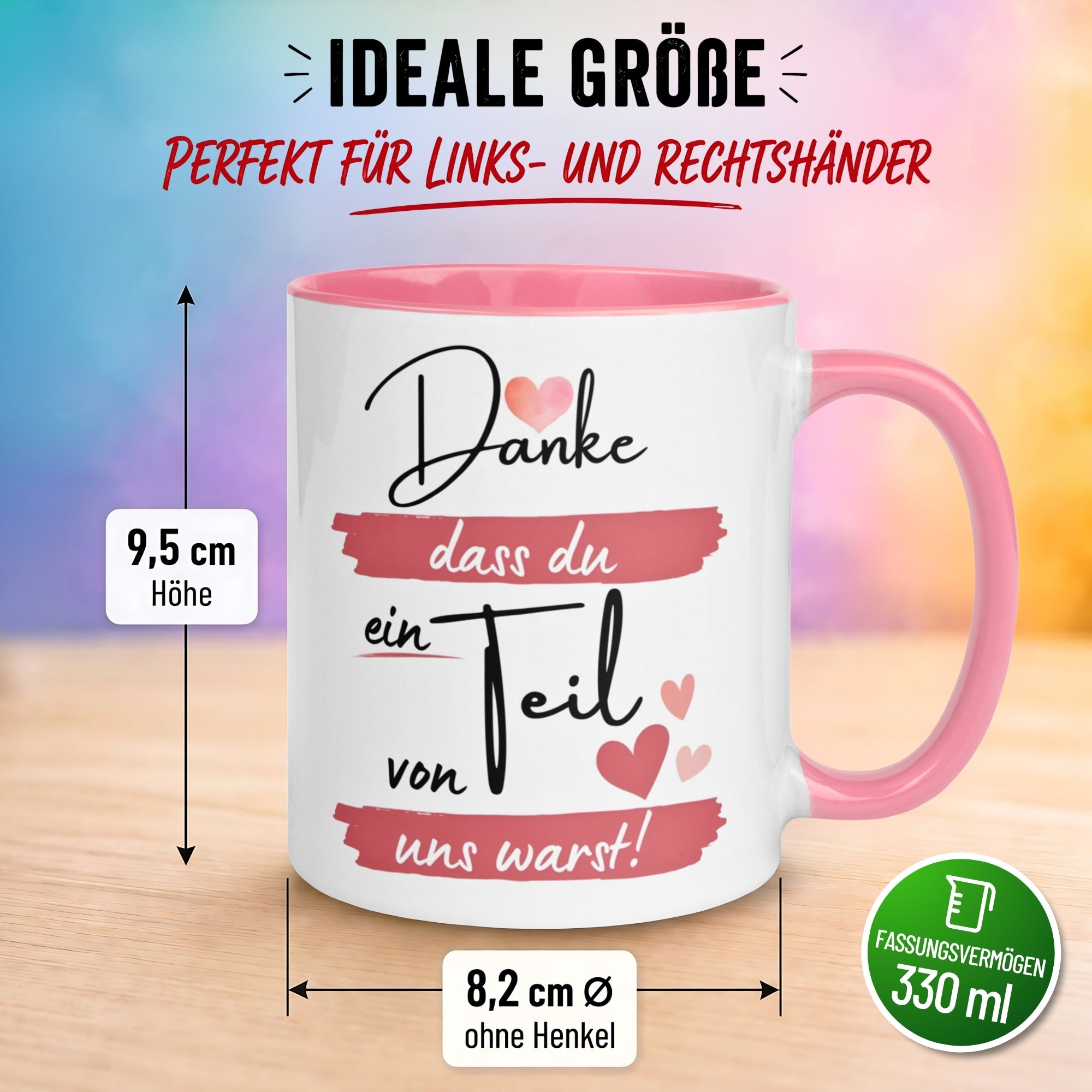Tasse Abschied – „Danke dass du ein Teil von uns warst“ – Abschiedsgeschenk Kollegin